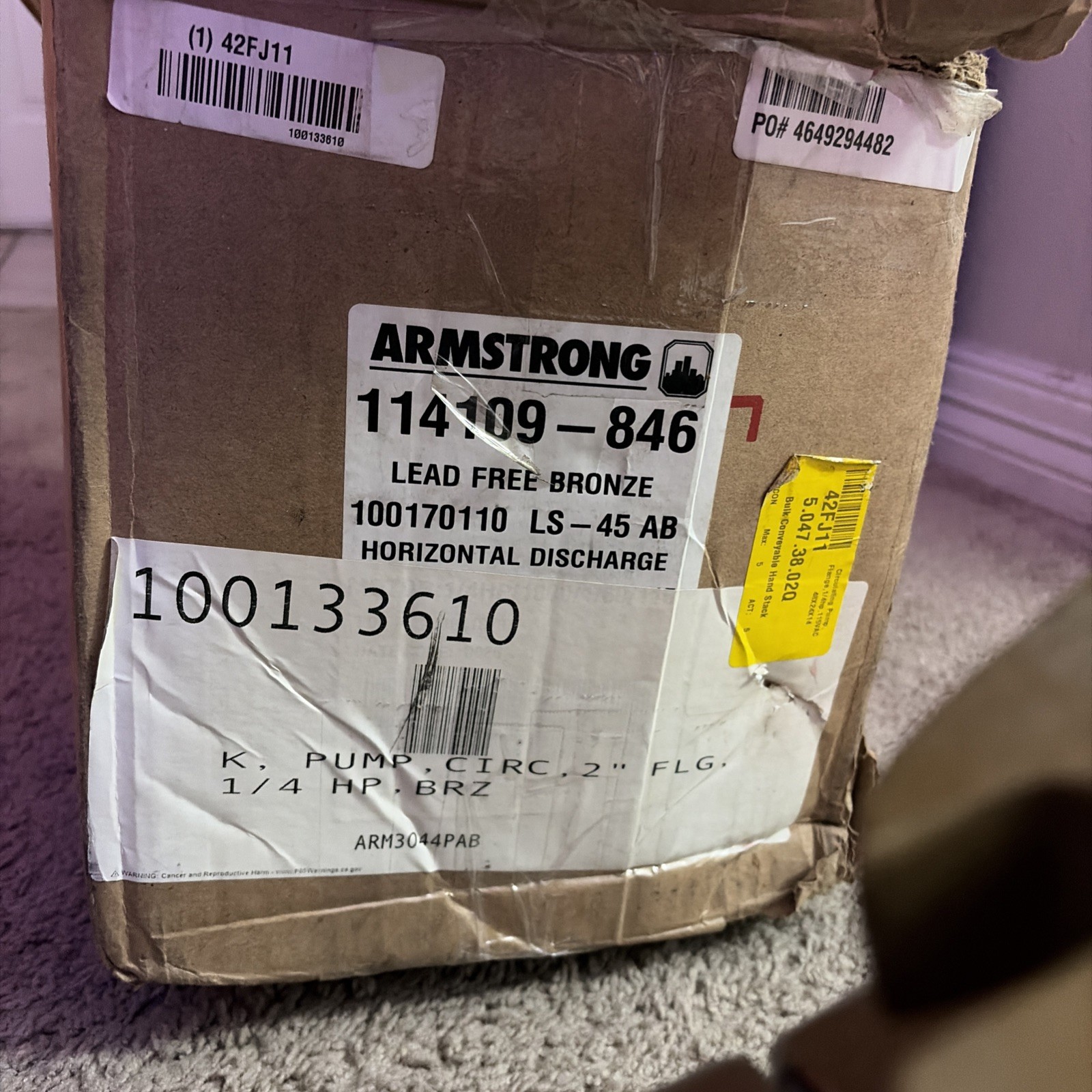 ARMSTRONG 114109-864 LS 45 AB 115V 1725 RPM – 1/4 HP NEW