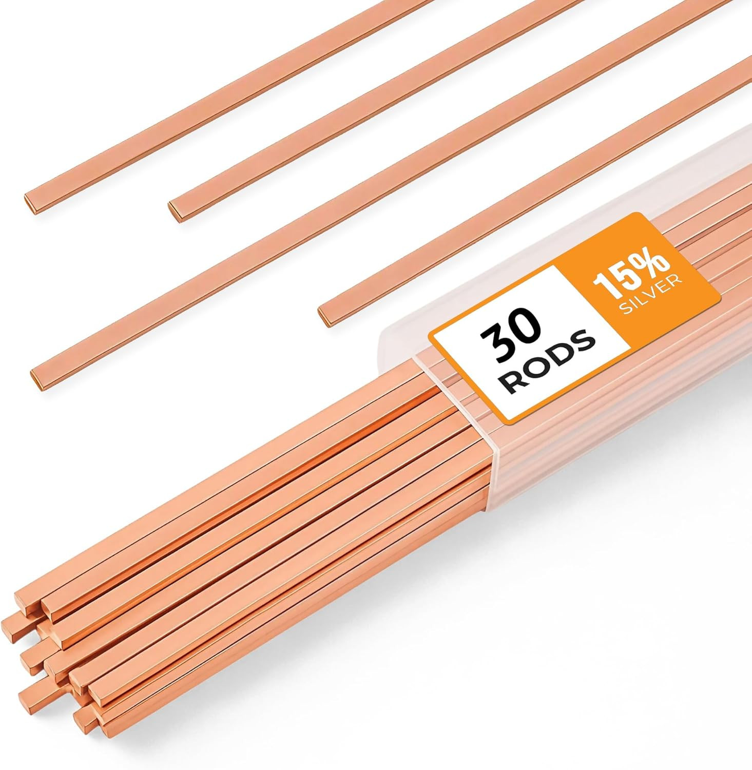 30Pcs Brazing Rods AWS Bcup-5 15% Silver Solder Phos Copper Brazing Alloy Flat W