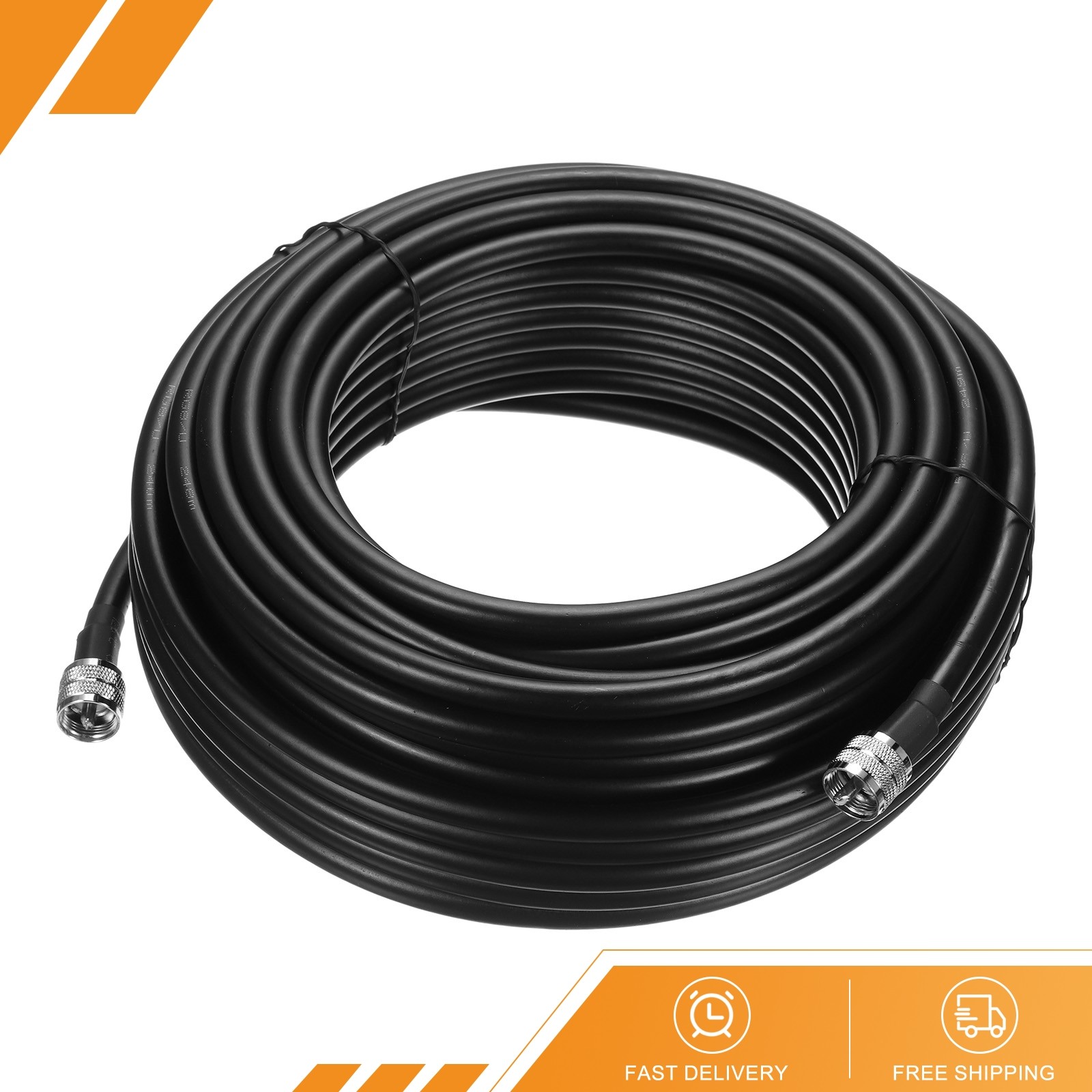 RG8/U Coax Cable with Pl-259 Male Connectors for CB/Ham Radio 30.5m/100Ft