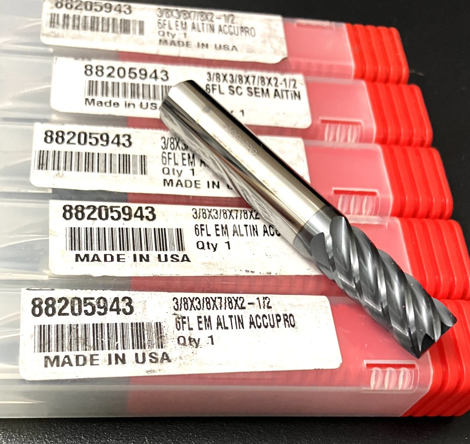 Accupro 3/8″ 6FL Square End Mill Solid Carbide AlTiN 7/8″ LOC 88205943 NEW