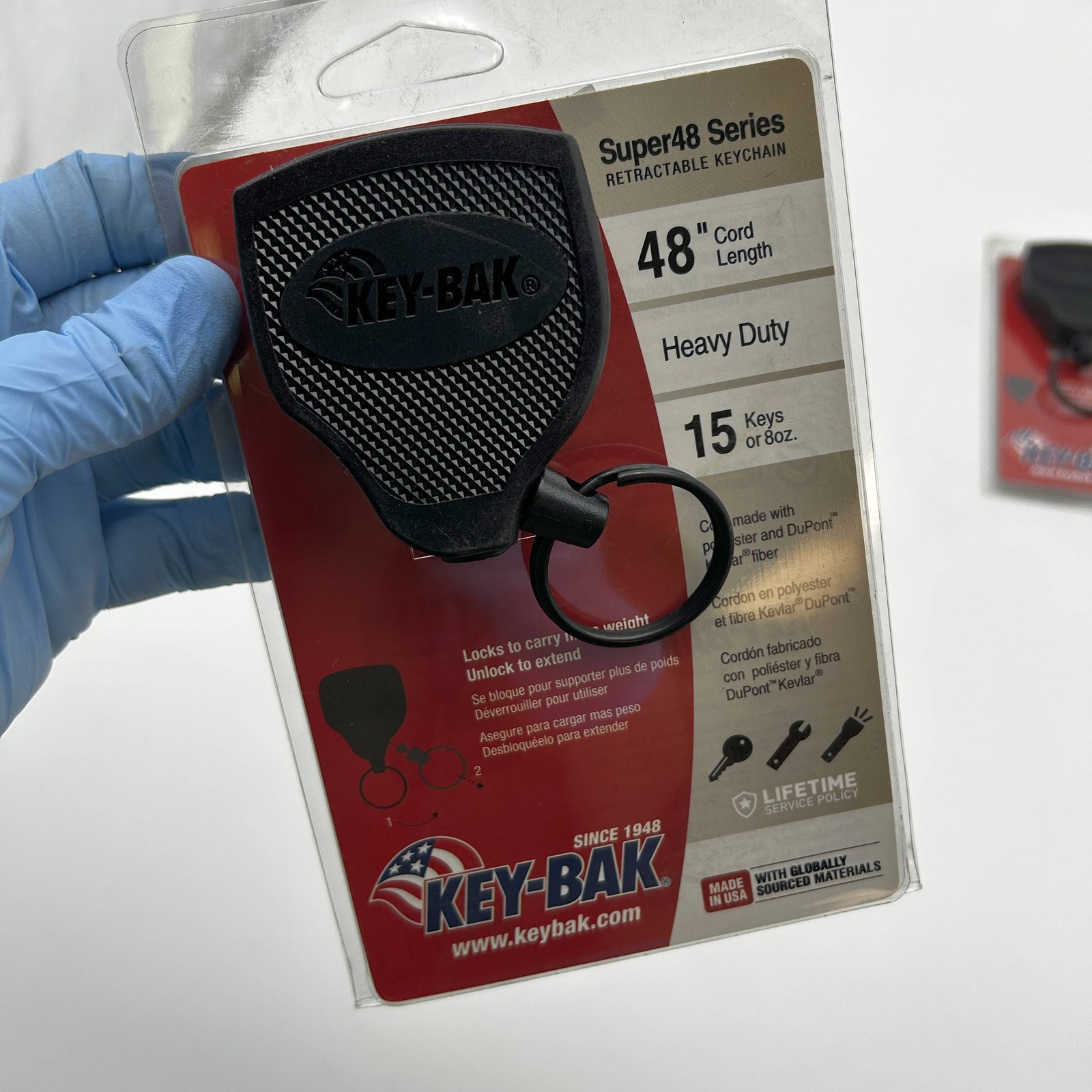 Key-Bak 0S48-803 Retractable Keychain Super48 Heavy Duty 48″ Cord 15 Keys 2pk