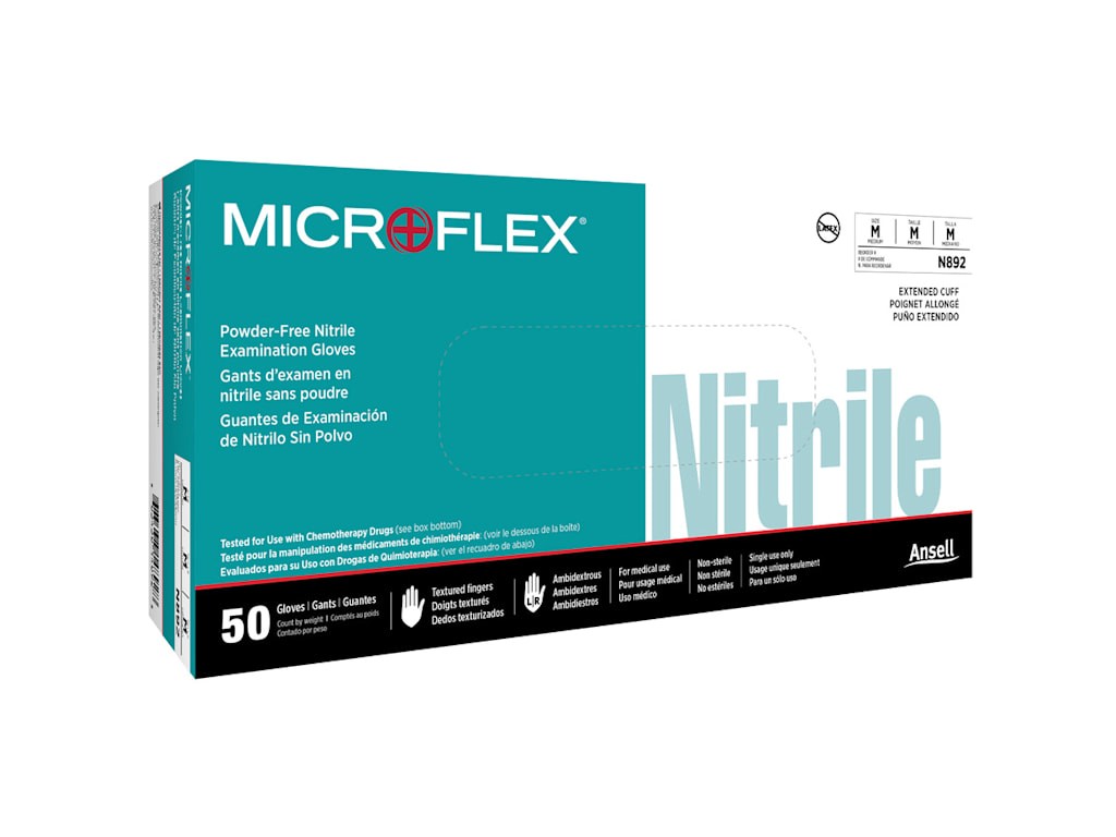 Ansell N892 – Gloves, Nitrile, 7.5 mil, Textured Grip, Green, Medium, 100/Box,
