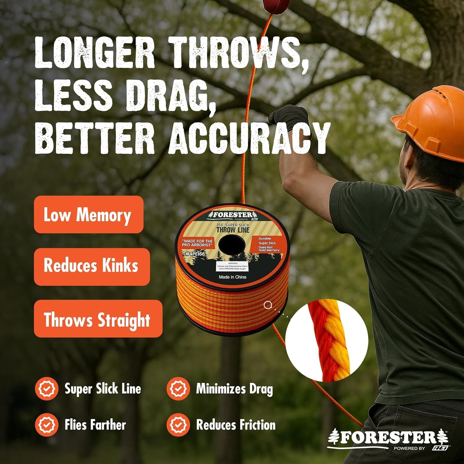 Arborist Throw Line Kit | Throw Weight & 166ft Rope | Ultra Slick 100% Polyes…