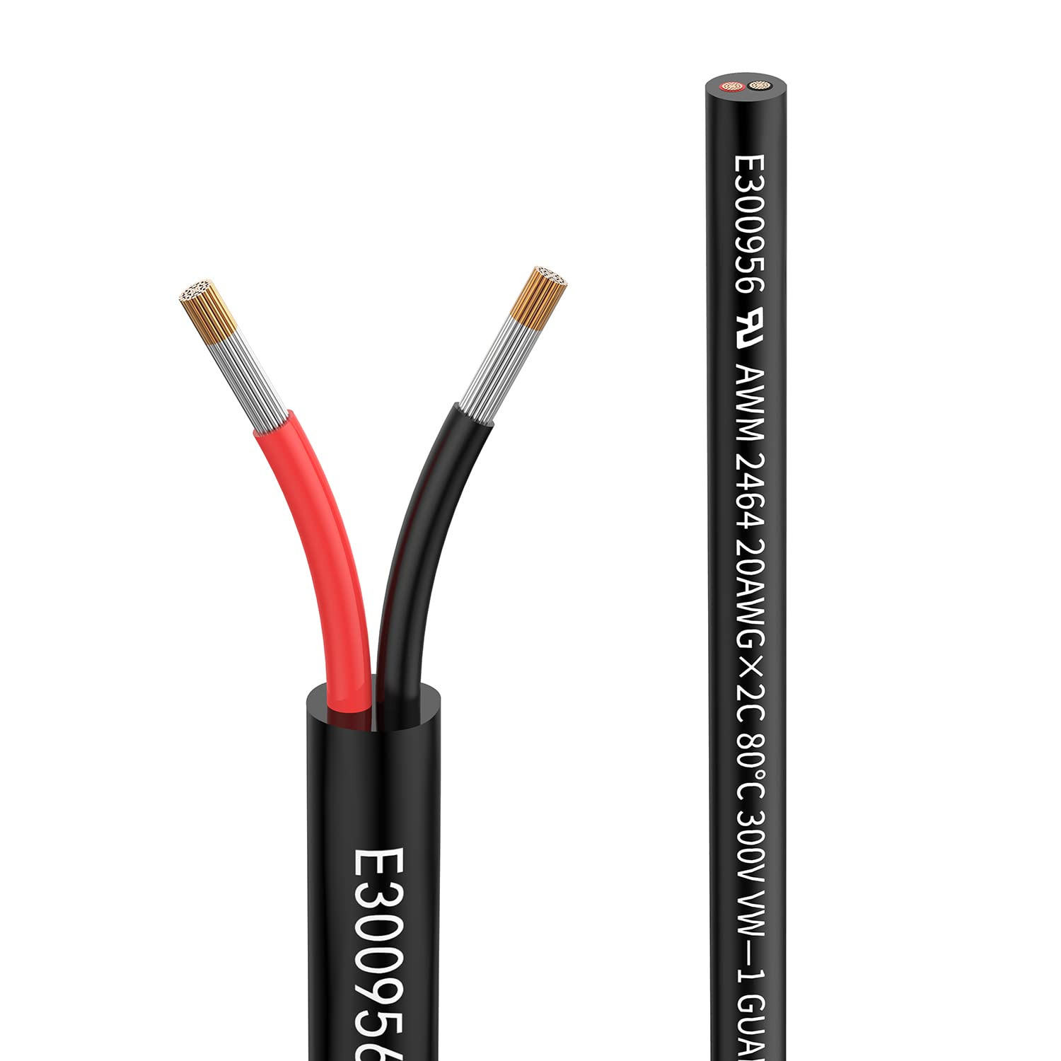 20 Awg 0.5Mm² 20/2 Gauge Wire 2 Conductor Extension Cable 100Foot UL2464 DC 5V/