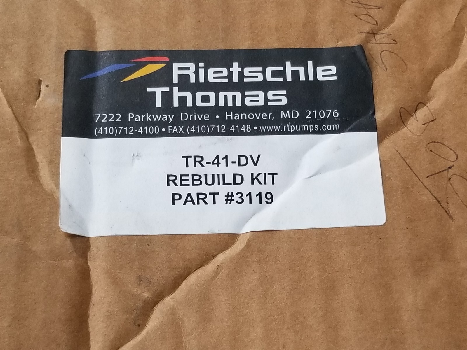 NEW RIETSCHLE THOMAS TR-41-DV PUMP REBUILD KIT #3119, TR 40/41 D/DV, 102105-7001