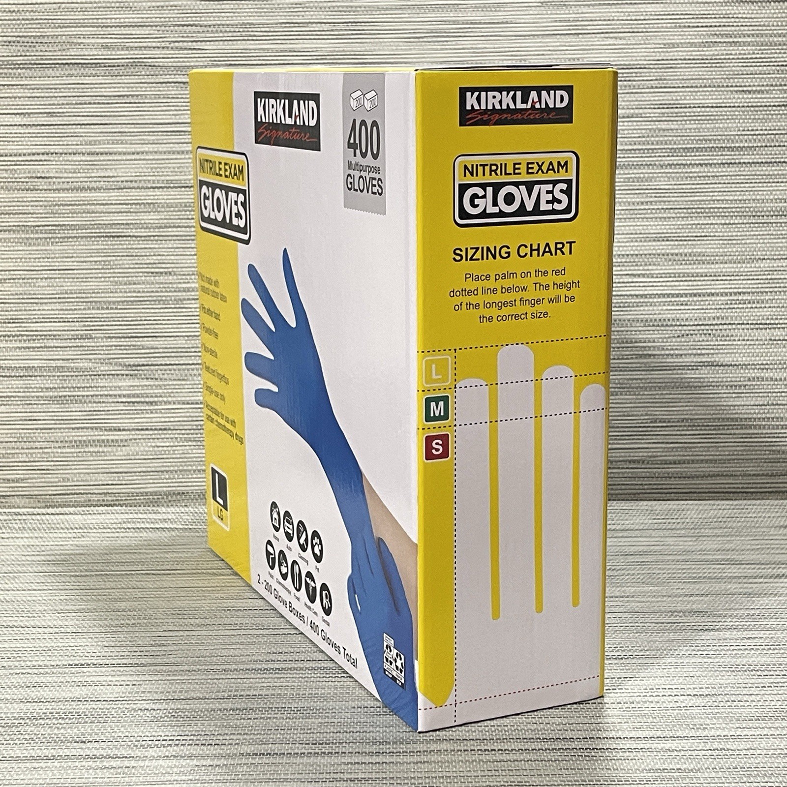 Kirkland Size L Nitrile Gloves 200 Ct Powder-Free Non-Latex Gloves Blue