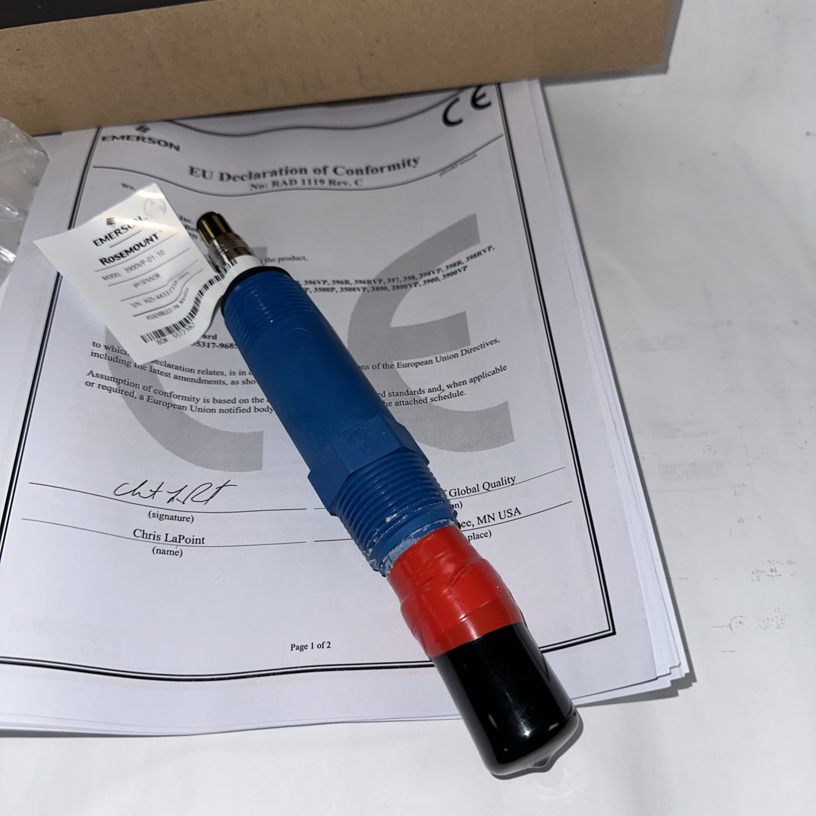 New ROSEMOUNT Model 3900VP-01-10 Sensor, With Pre-Amp 3900VP PH Smart AccuGlass