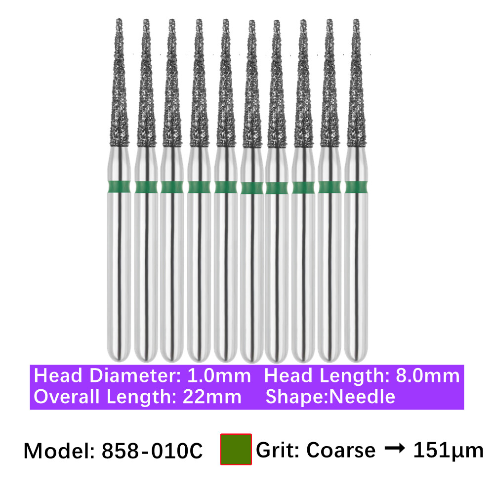 10pc Vakker Friction Grip Diamond Burs Needle Burs for High Speed Handpiece