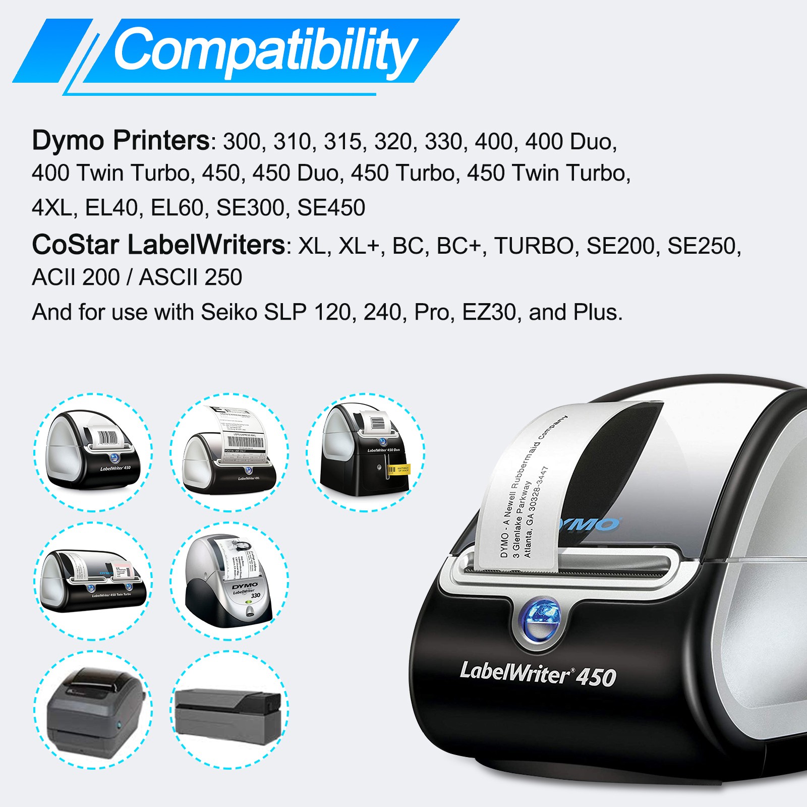 2Rolls 400 Price Tag Jewelry Labels Rat Tail 30373 for Dymo LabelWriter 400 Duo