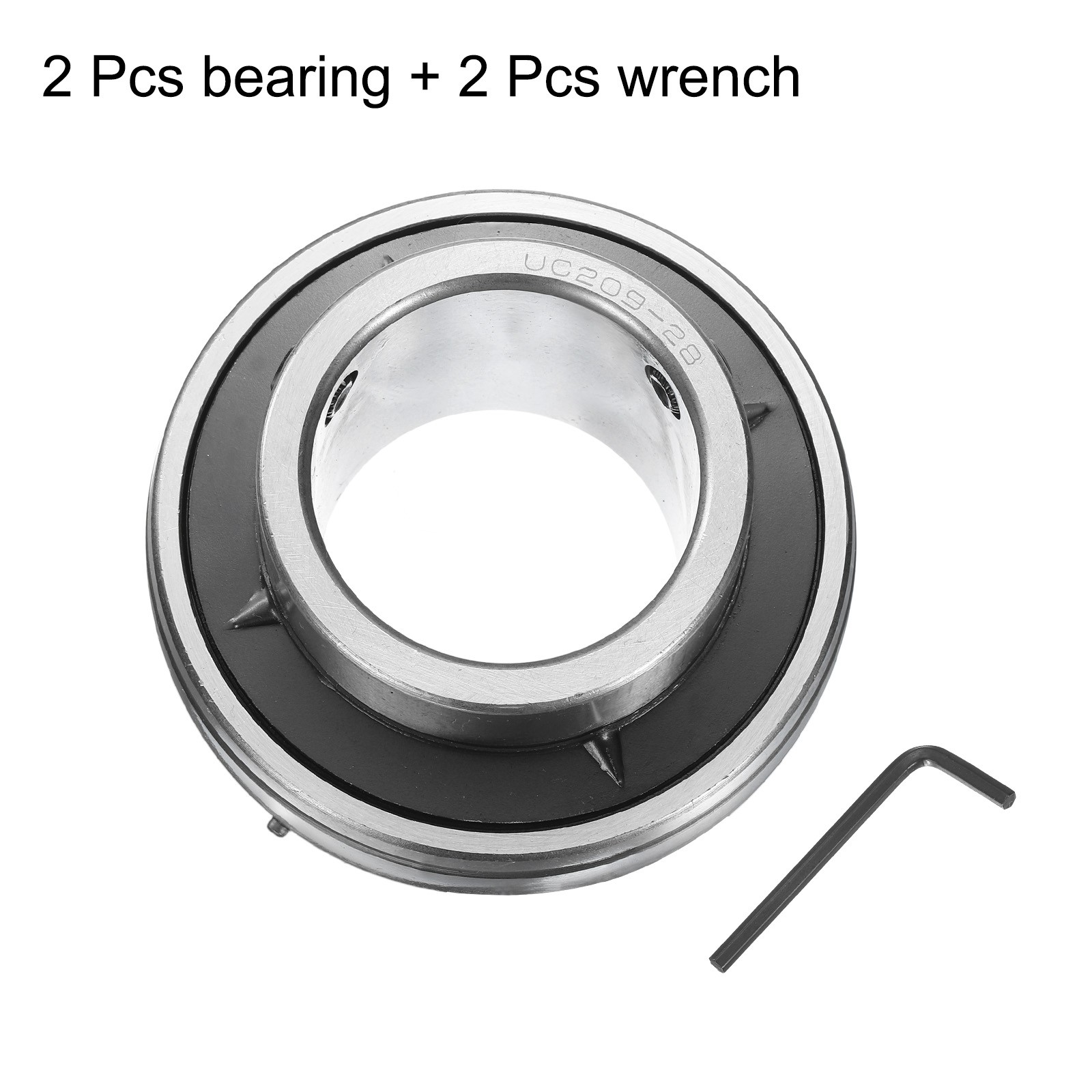 2pcs Ball Bearing Insert, Chrome Steel Gcr15 UC209-28 Bore 1 3/4″ Set Screws
