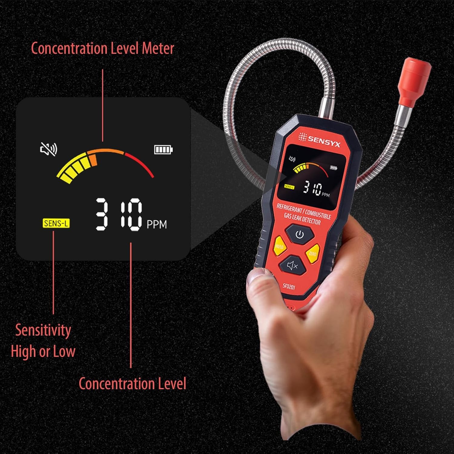 Rechargeable HVAC Refrigerant Leak Detector & Gas Finder for A/C and Auto