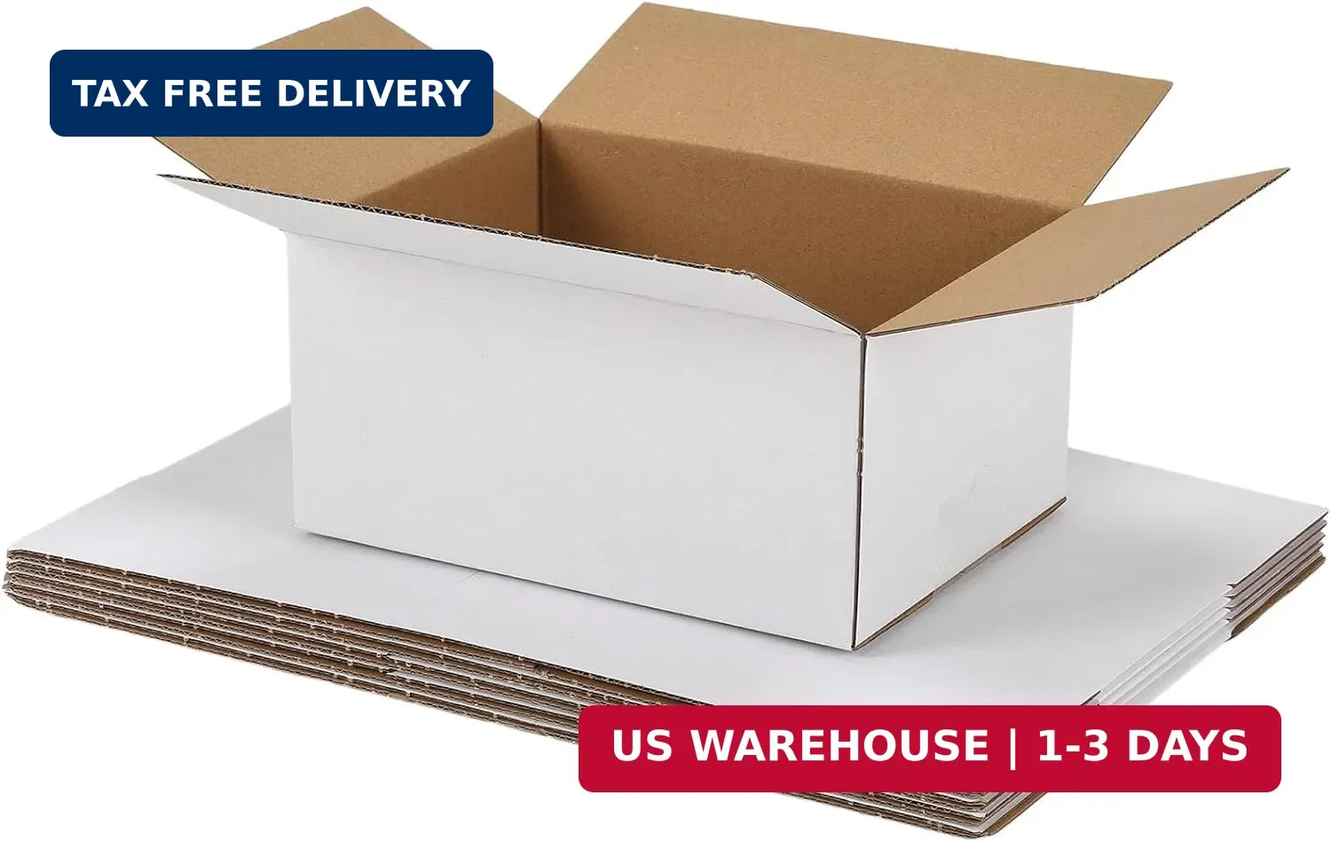 6 Pack Shipping Boxes 8x6x4 Inches, White Corrugated Cardboard Mailing Box for P