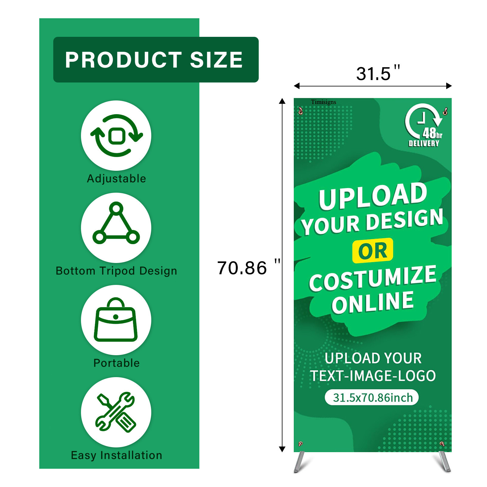 Custom Banner with X Stand-Foldable Stand with Handbag-31.5×70.86in