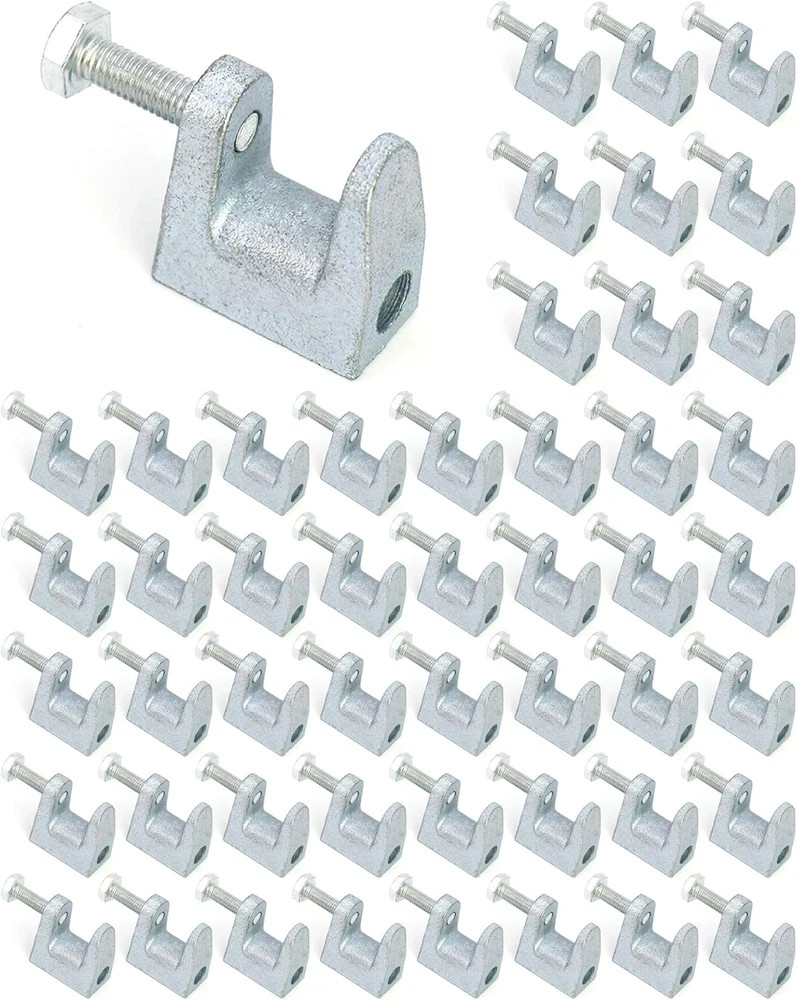 Beam Clamp, 50 Pcs 3/8″ Zinc Plated Iron Safety Beam Clamp, 13/16″ Jaw Opening