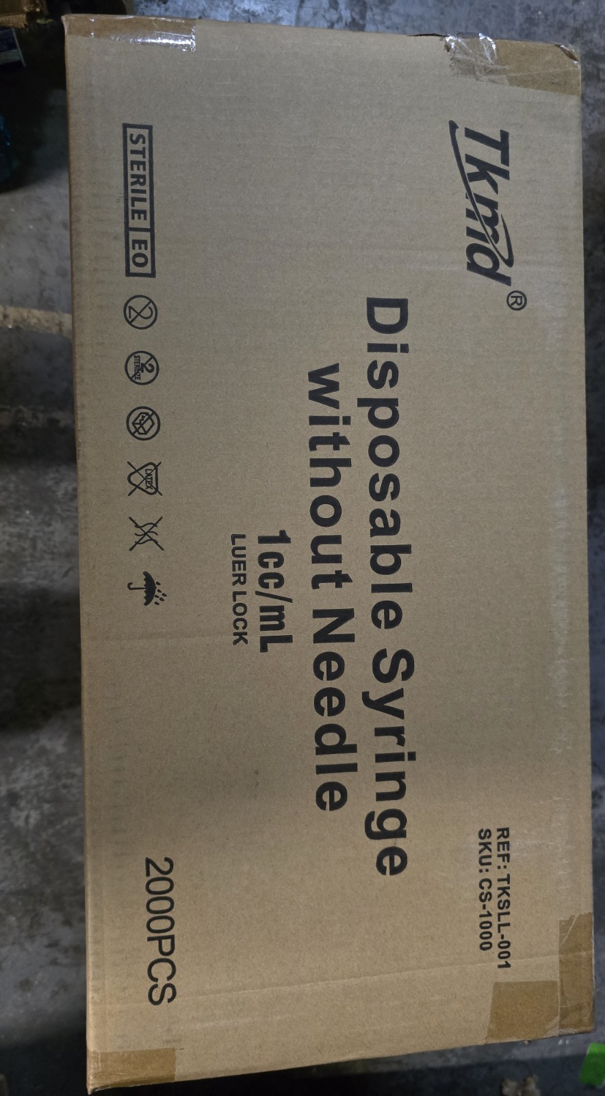 2000ct Case Tkmd 1mL Luer Lock Syringes – No Needle – Sterile – EXP 05/2026