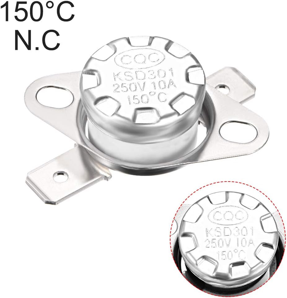KSD301 Thermostat 150°C/302°F 10A Normal Closed N.C Adjust Snap Disc Temperature