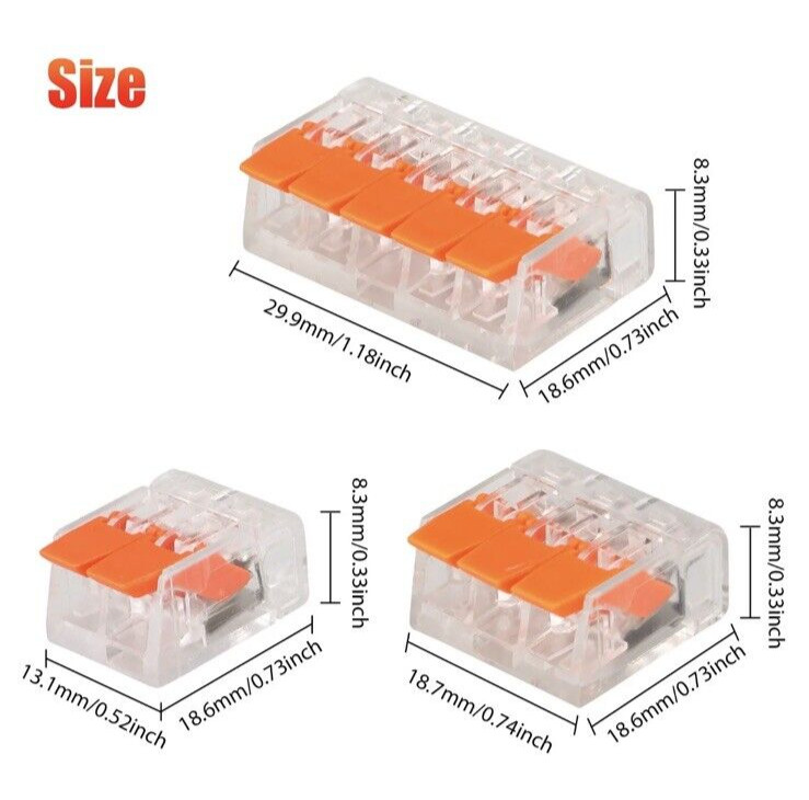 Lever Nut Compact Splicing Wire Connectors – 2/3/5 Conductor Set 75Pcs 221-412