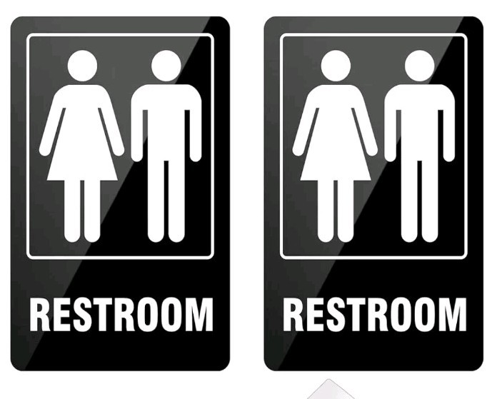 Restroom Signs Self-Adhesive For Business, Home, For Door, Wall, Rust Free 2 PK