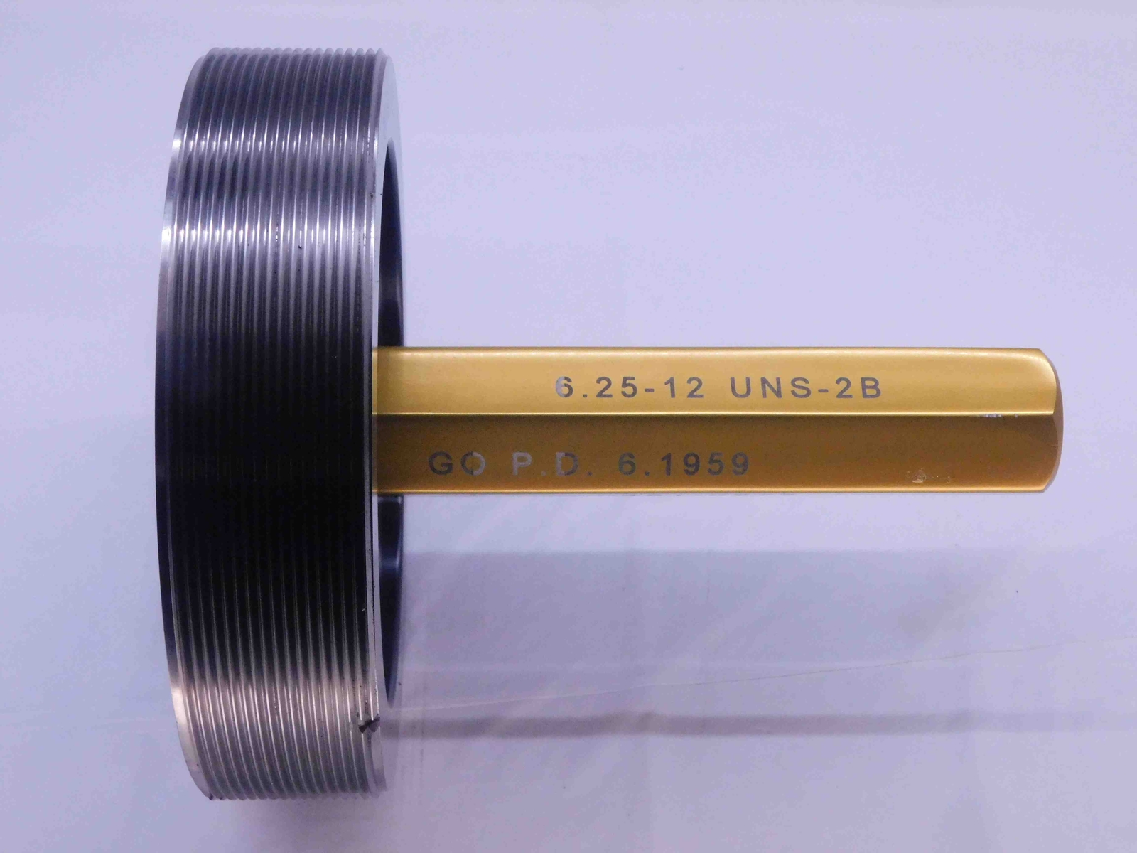 6 1/4 12 UNS 2B THREAD PLUG GAGE 6.25 6.250 GO ONLY P.D. = 6.1959 2B OR 3B UN