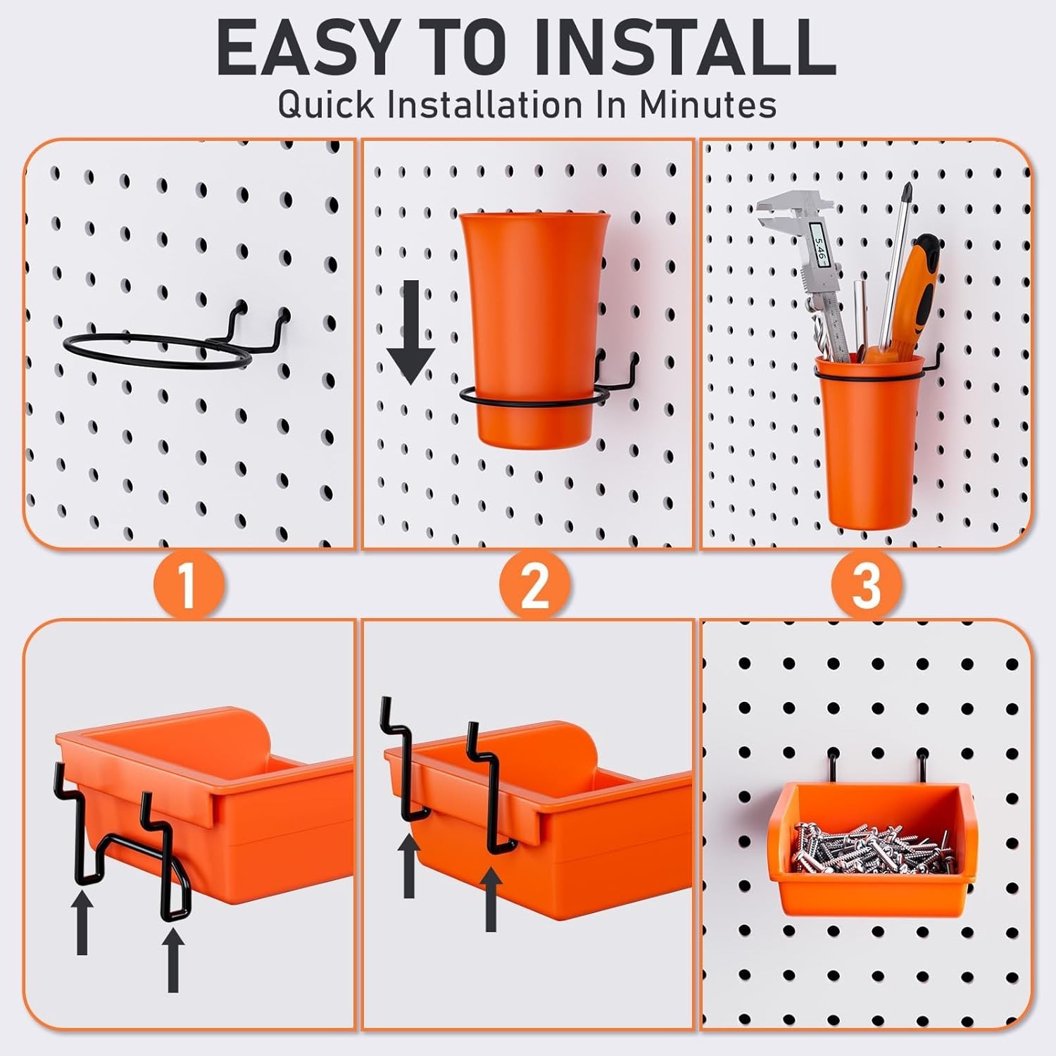 330PCS Upgraded Pegboard Accessories Organizer Kit, Peg Board Hooks Assortmen…