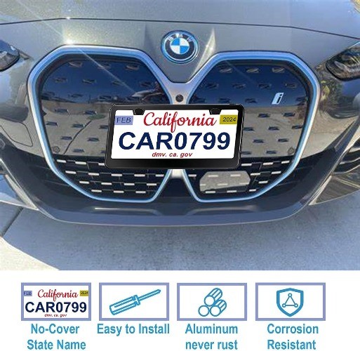 Premium Matte Black License Plate Frame Set of 2, Stainless Steel Front and Rear