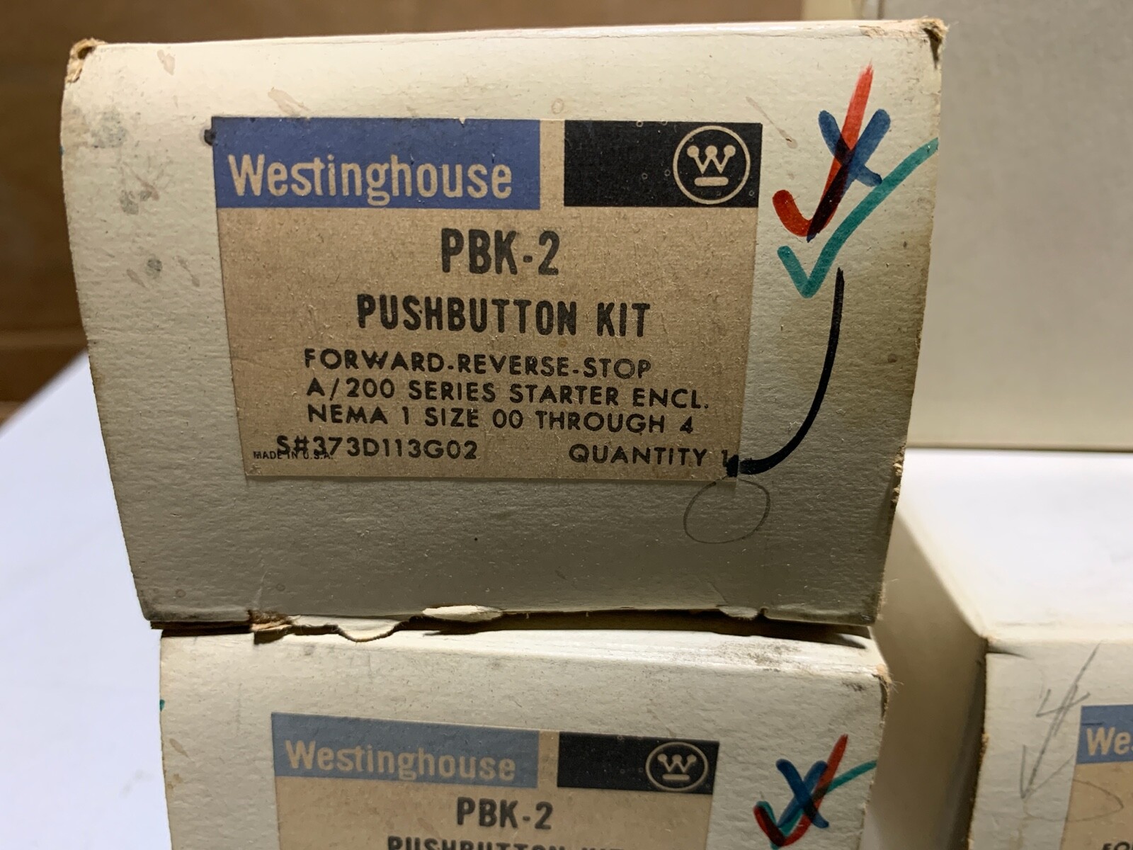 One (1) Genuine Westinghouse PBK-2 Pushbutton Kit Forward Reverse Stop, NOS