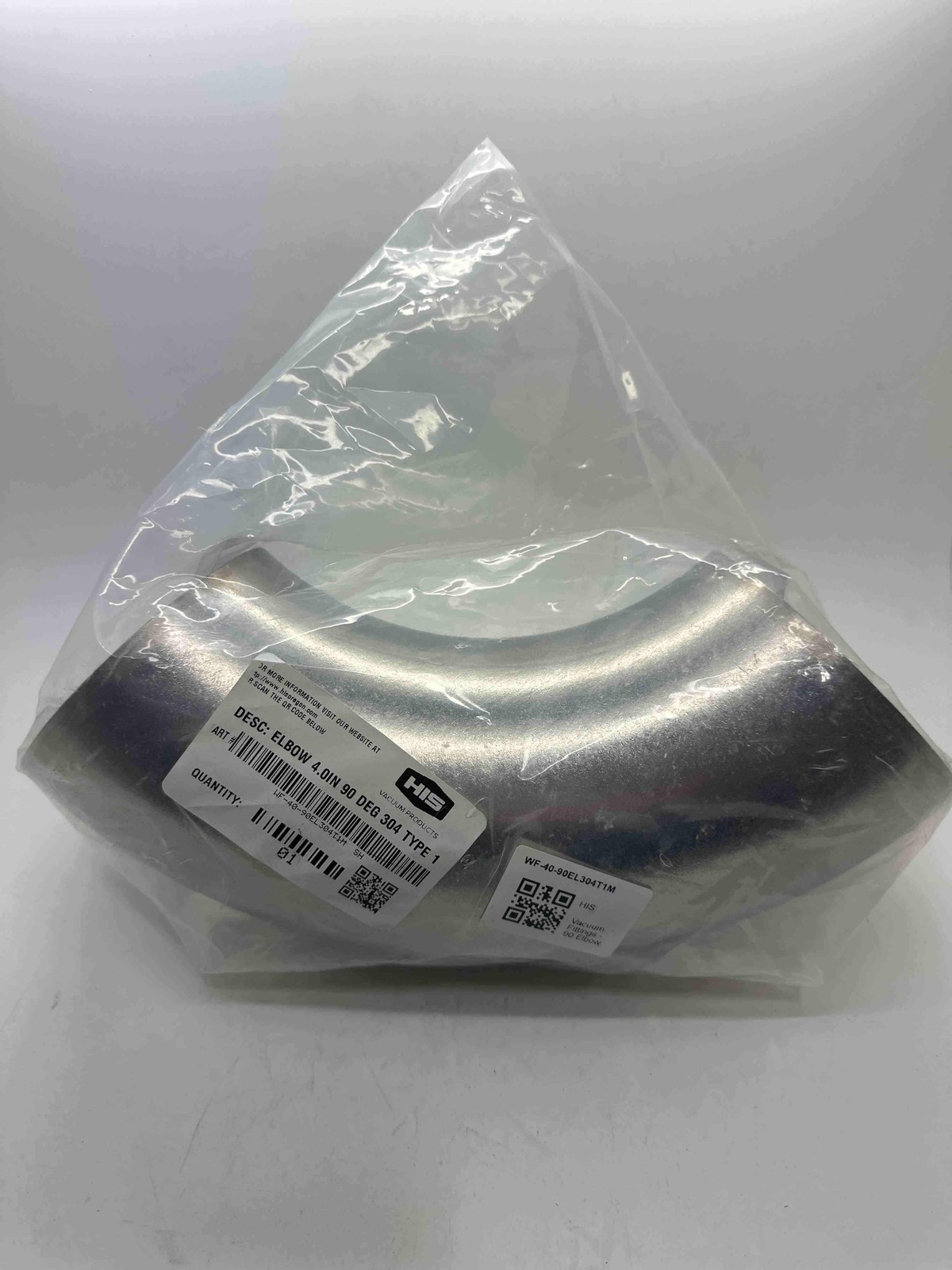 HIS WF-40-90EL304T1M, 4″ OD Butt Weld 90° Elbow, 304SS Compare to MKS 1002390401