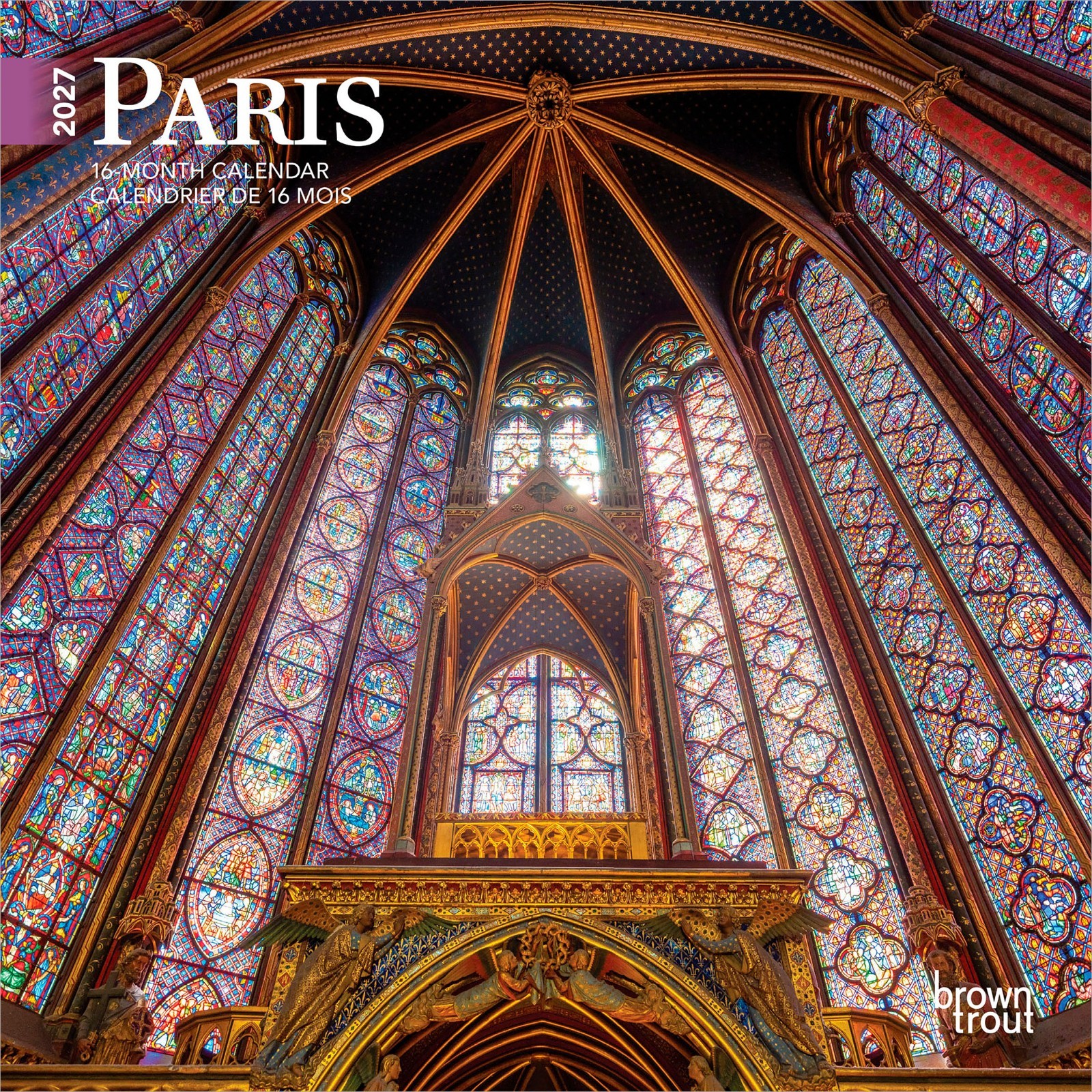 Paris 2027 7×14″ (Hanging) Monthly Mini Wall Calendar | English/French Bilingual