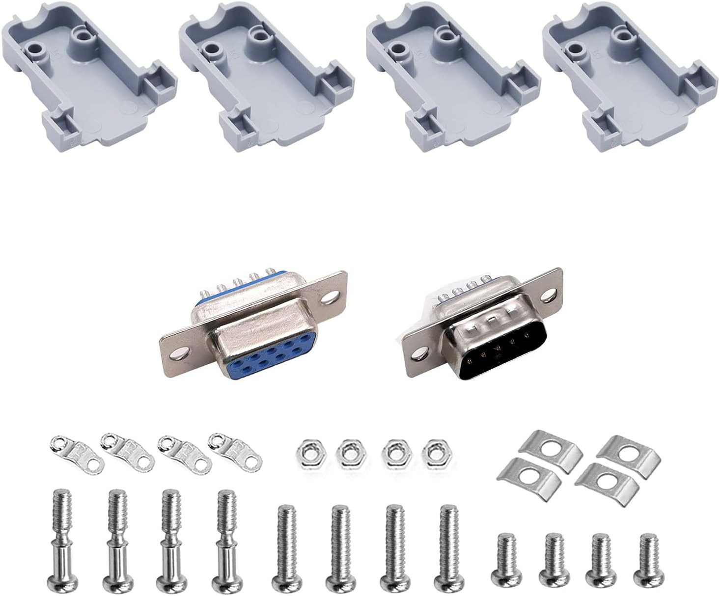 18Pack DB9 Connector Adapter Kit, 9 Pin D-SUB Male/Female Solder Cup Connectors,