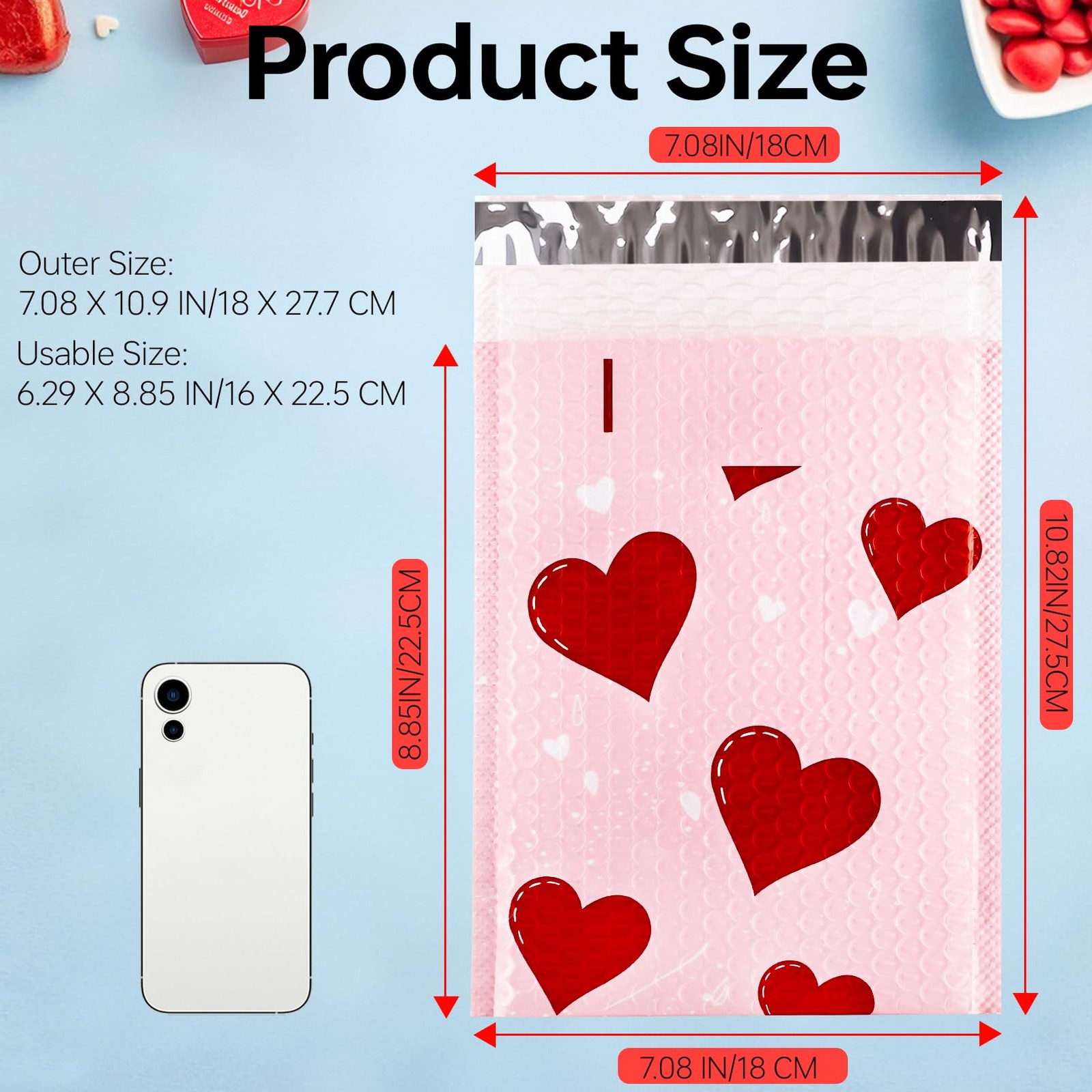 Enjamyo 50 Pcs Bubble Mailers 6 x 9 Inch,Valentine 6 x 9 inches, Heart