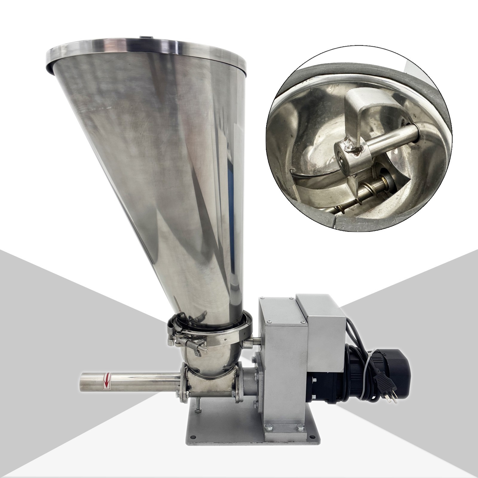220V 1PH 0.12KW 1.3-6.6LB/H Single Screw Feeder Stainless Steel