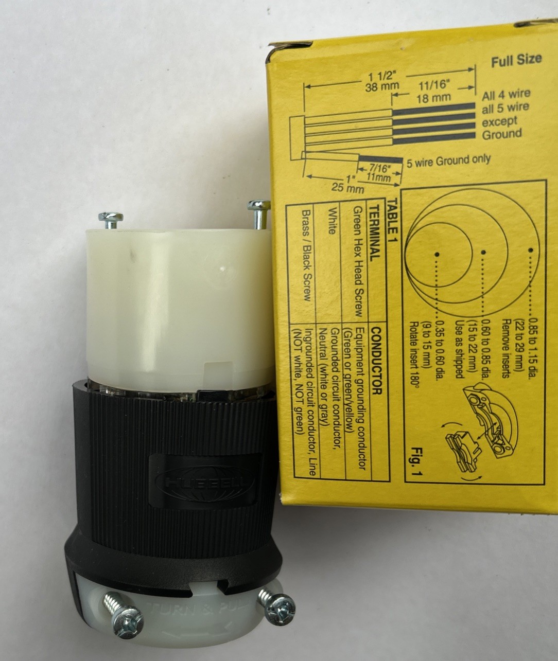 Hubbell Hbl2733 30A Twist-Lock Connector 3P 4W 480Vac L16-30R Bk/Wt
