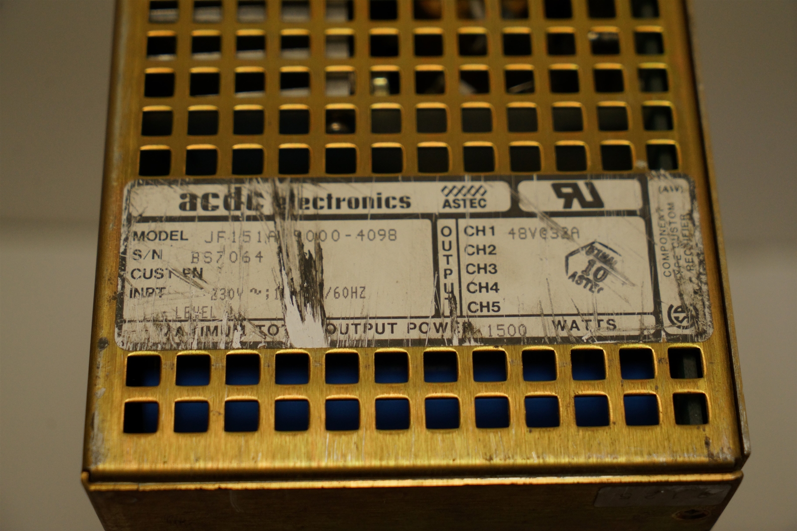 ACDC / Astec JF151A-9000-4098 Power Supply, 32A, 1500W, 48V Output, 230V Input