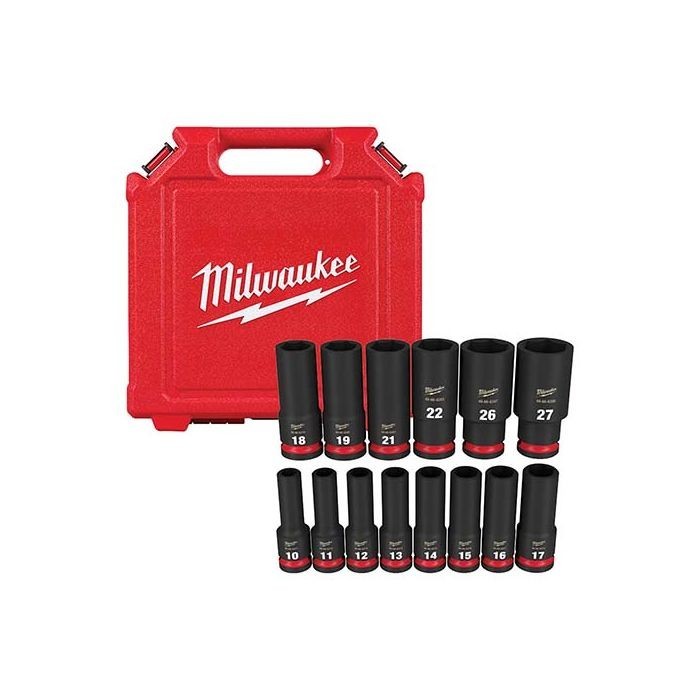 Milwaukee 49-66-7014 SHOCKWAVE 1/2″ Drive Long Socket Set 14pc