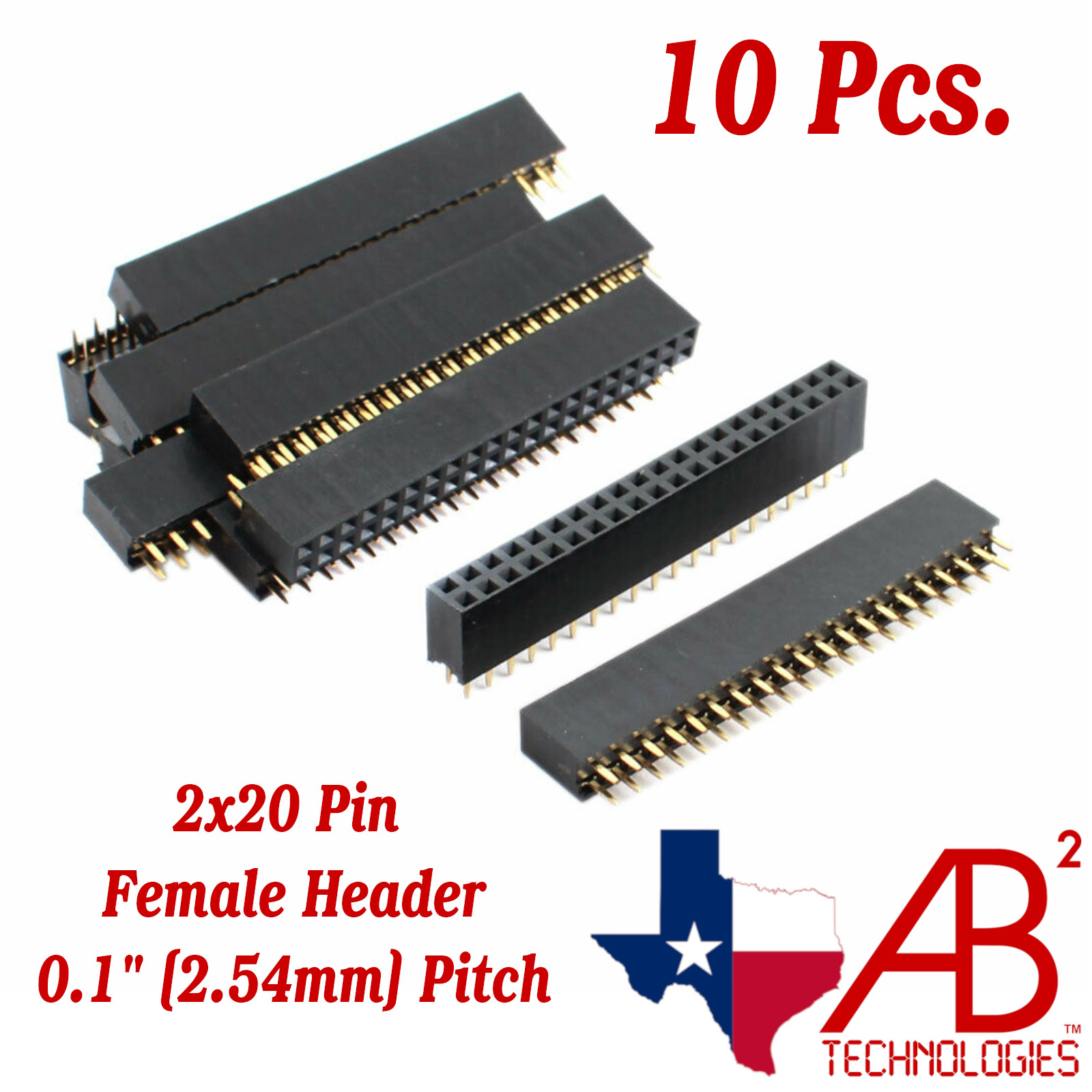 10 Pcs 2×20 (40) Pin Female Header 0.1″ 2.54mm PCB Strip Connectors