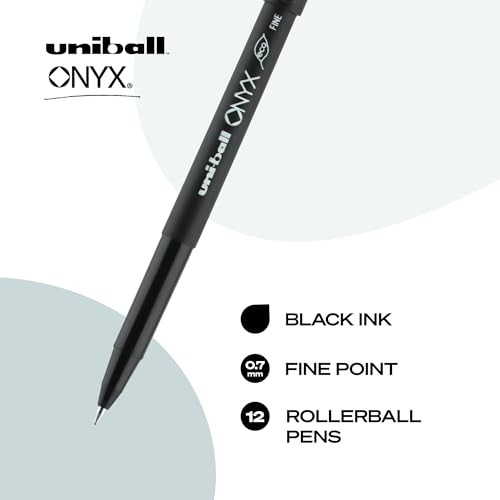 uni-ball ONYX Rollerball Pen, Fine Point (0.7mm), Black, 12 Count