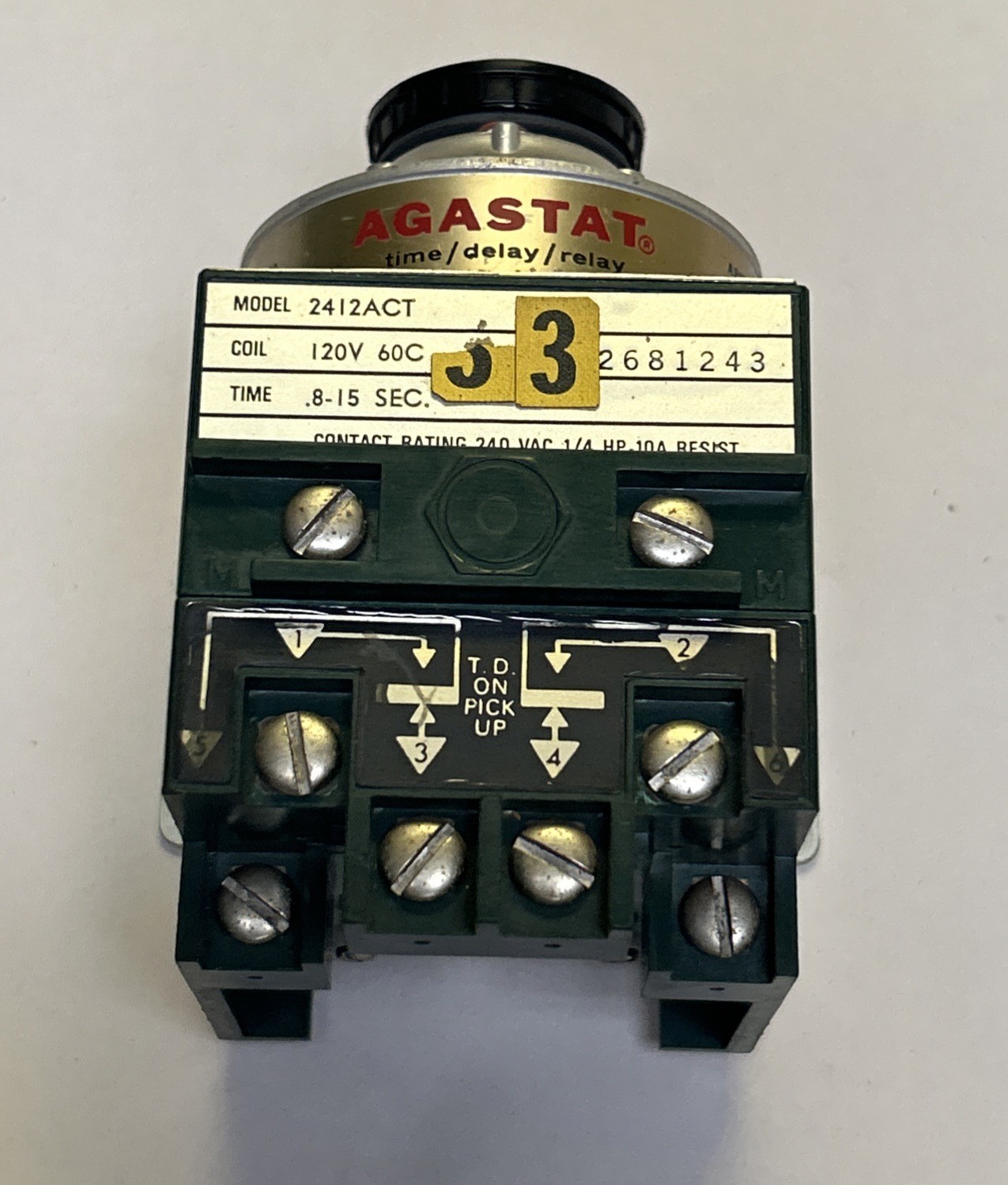 AGASTAT,2412ACT,TIMING RELAY .8-15 SECONDS