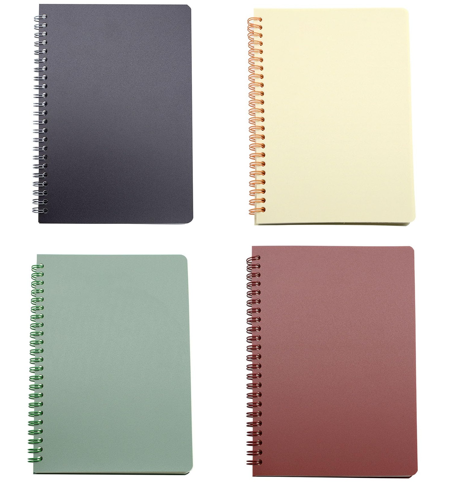 YIKANGHENG 4 Pcs A5 Size Spiral Notebook, 4 Color 8.3 Inch x 5.9 ruled, dark