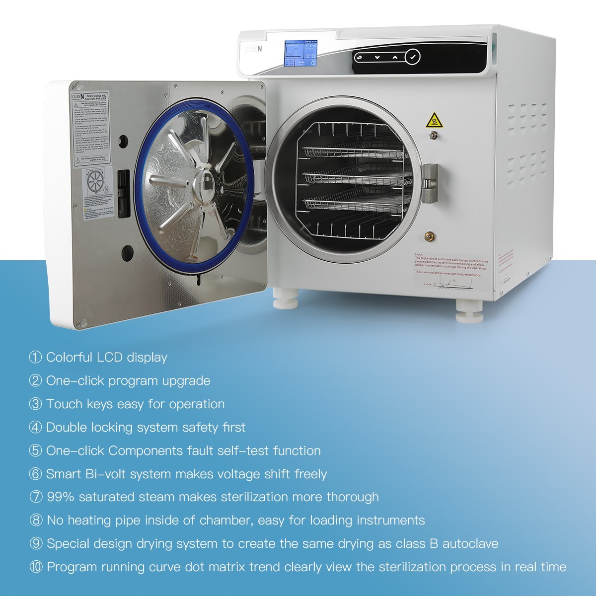 22L Class N Dental Autoclave Vacuum Steam Sterilizer with Drying Function