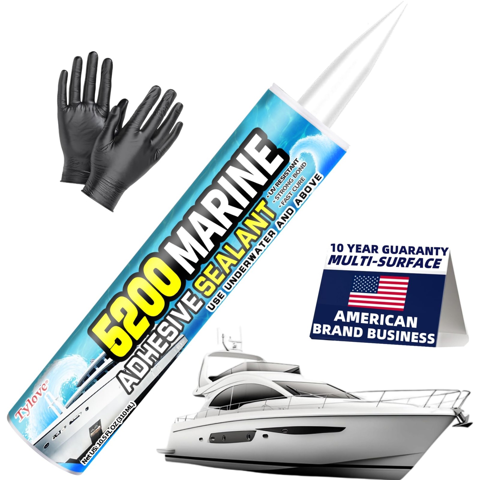 5200 Marine Sealant for Boats & RVs-Fast-Cure (30 Mins), Waterproof, UV-Resis…