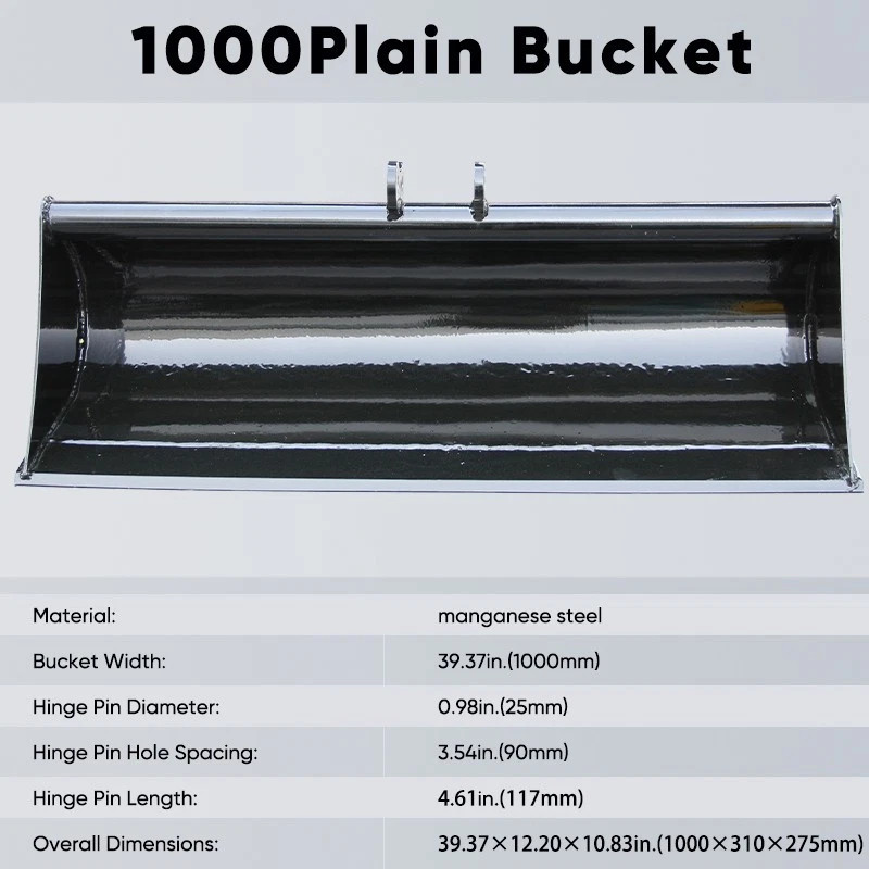 1000mm Plain Flat Bucket Grading Attachment for Mini Excavator