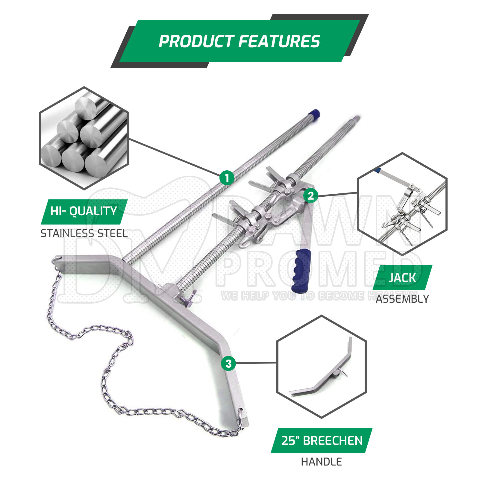 Ratchet Calf Puller 65″ Calving Extractor Surgical Veterinary Inst German Grade