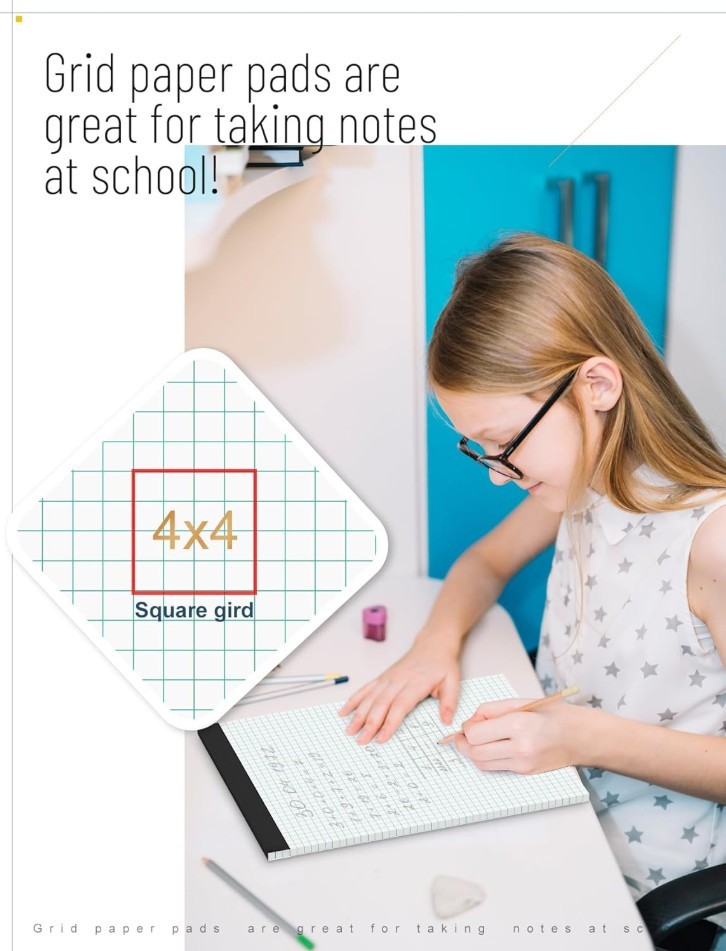 Graph Paper, Grid Paper 8.5 x 11 Graph Paper Pad, [2 Pack] Quad Ruled Grid Paper
