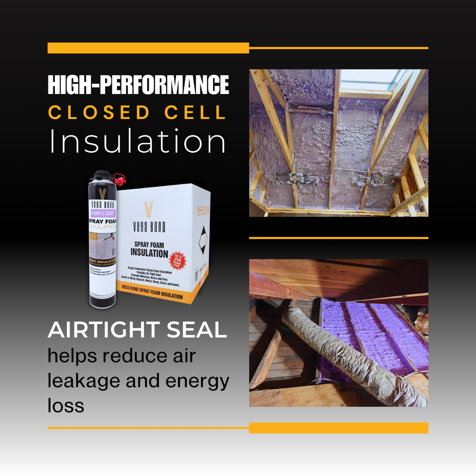 Vega Bond Purplecoat Closed Cell Insulation Spray Foam -Covers 240 BF-12pack Set