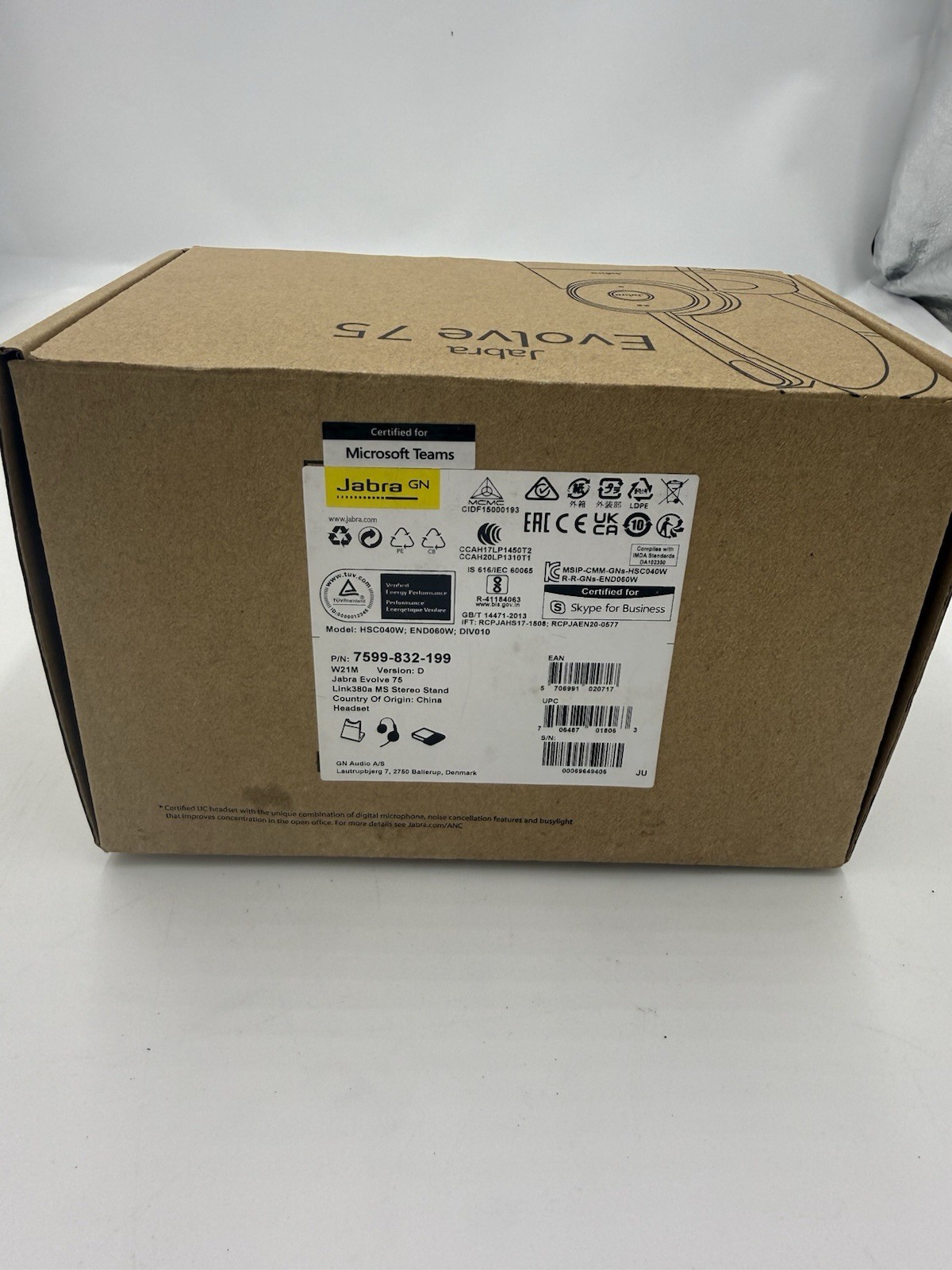 Jabra Evolve 75 MS Wireless Bluetooth Headset Link 370 USB Charging Stand ANC