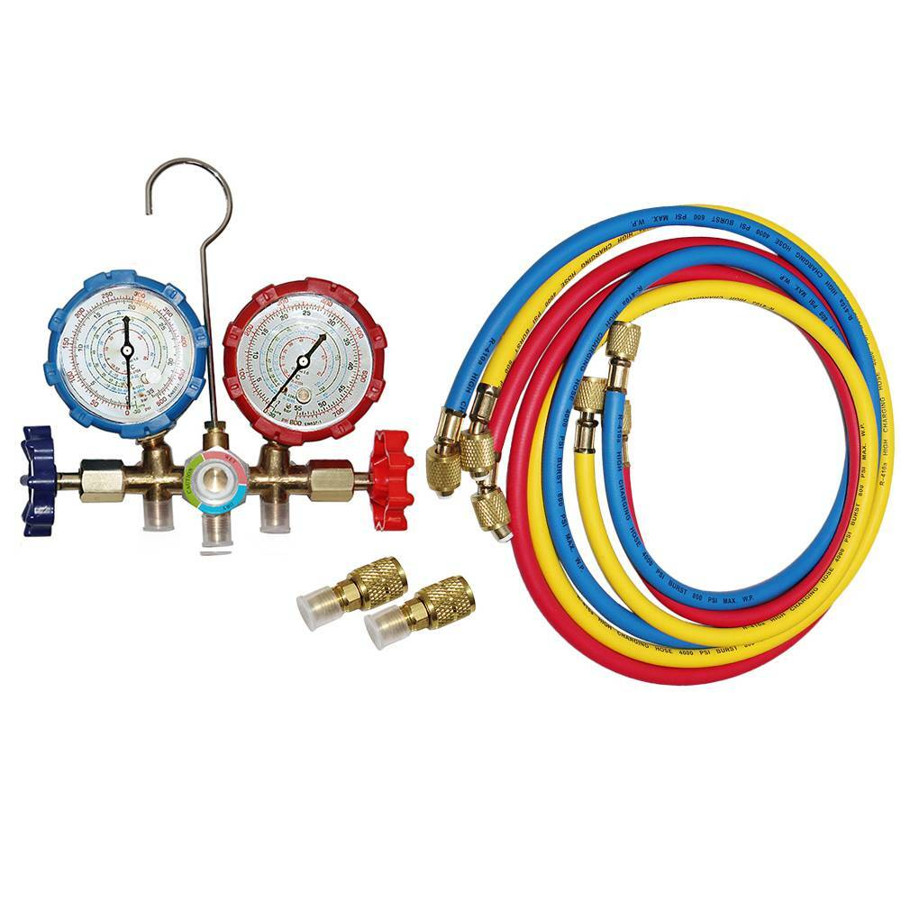 R410A R22 Manifold Gauge Set AC A/C 5FT Color Hose Air Conditioner HVAC 59» New