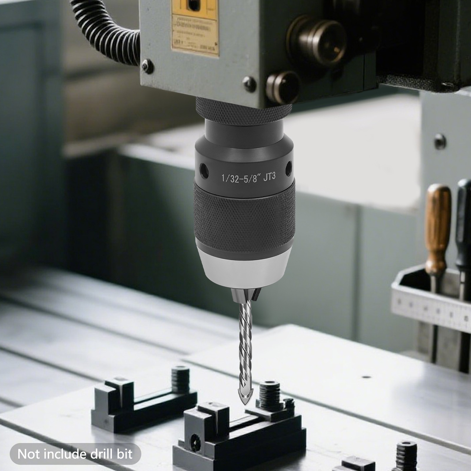 1/32 – 5/8 inches Self-tightening Drill Chuck Set with a Connecting Rod 0.004in