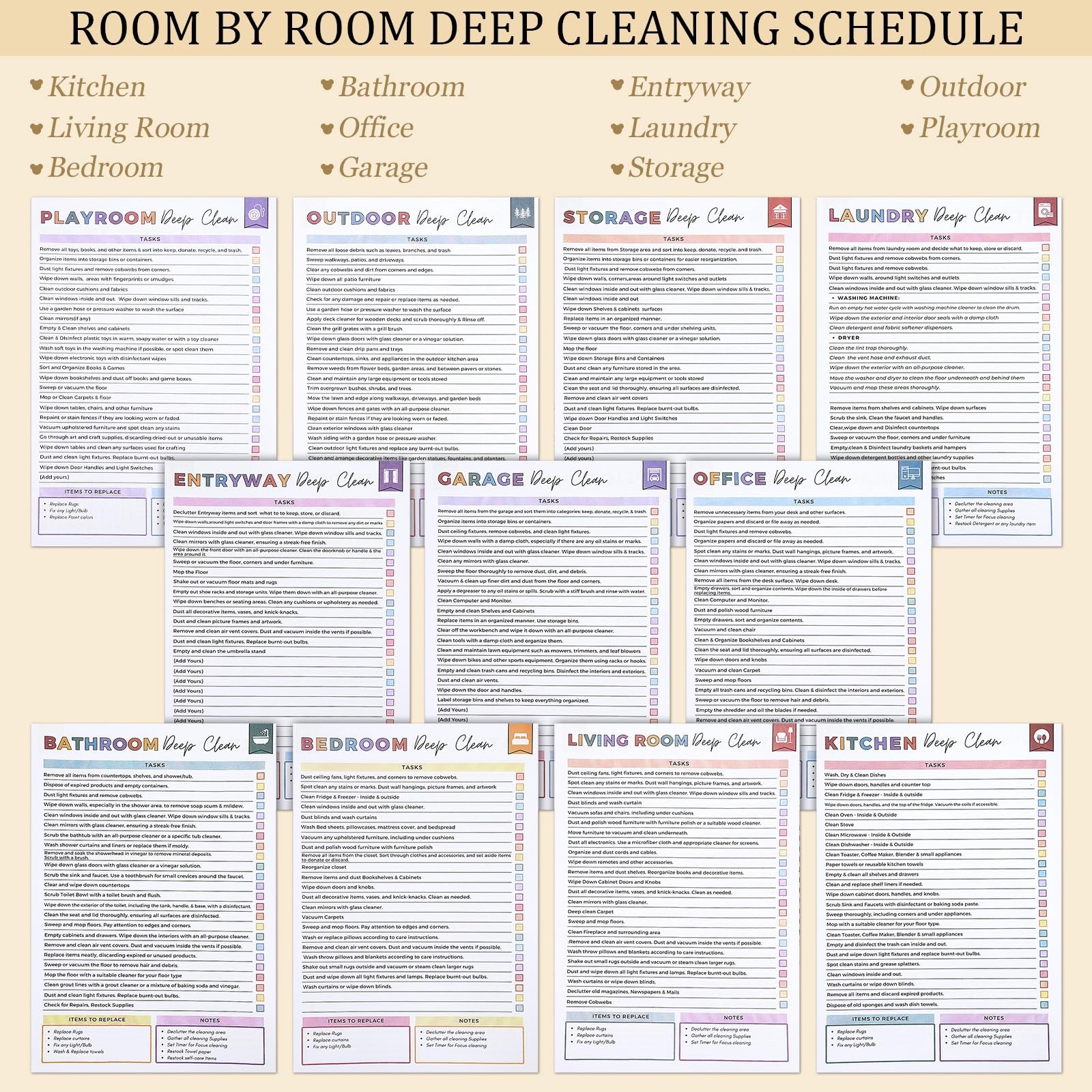 ADHD Cleaning Planner, Cleaning Schedule and Checklist Organizer, Daily Weekl…
