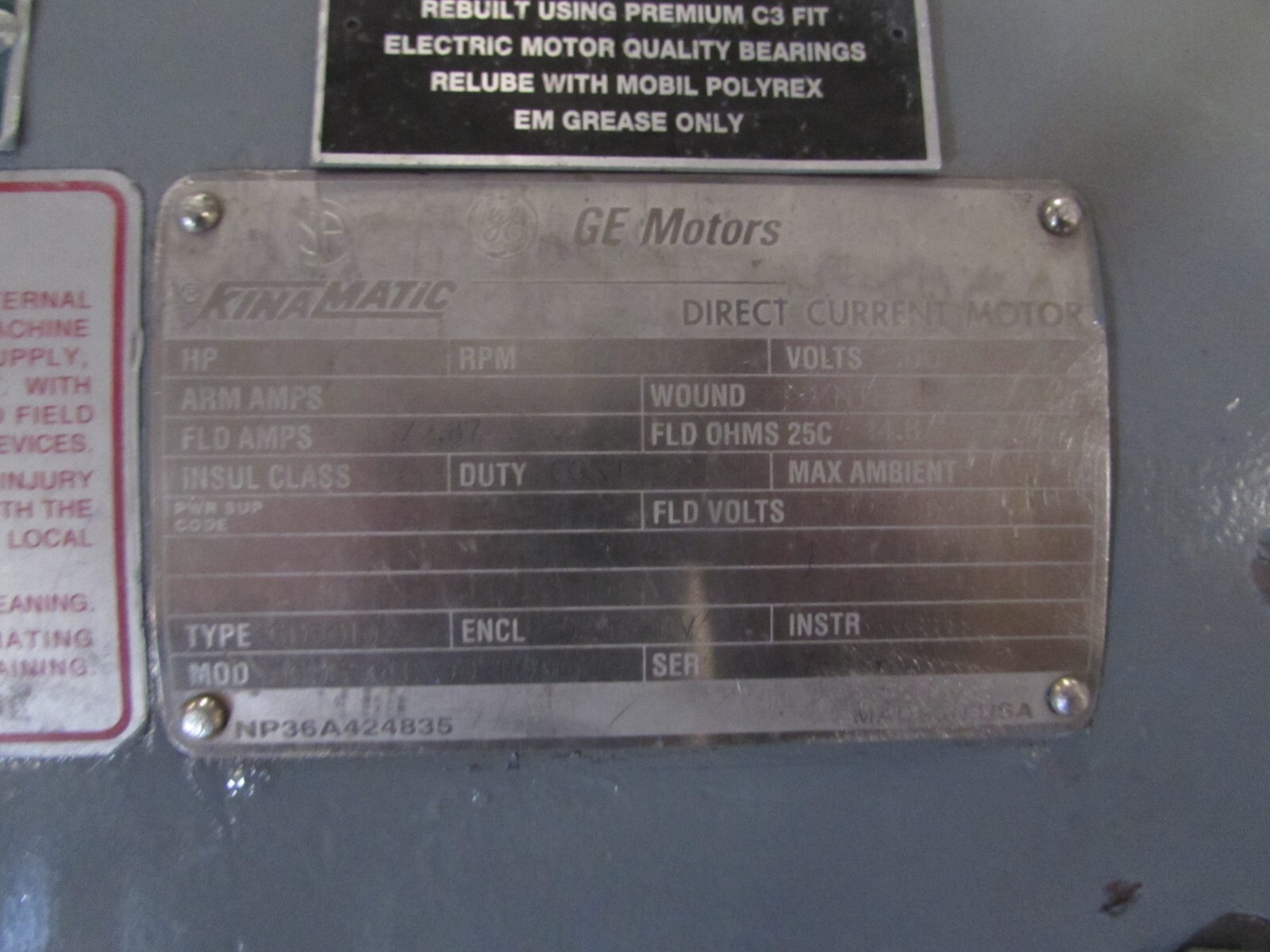 REBUILT! GE CD5010AY, KinaMatic DC Motor, 150 HP, 500V, 400/1200rpm , MAKE OFFER