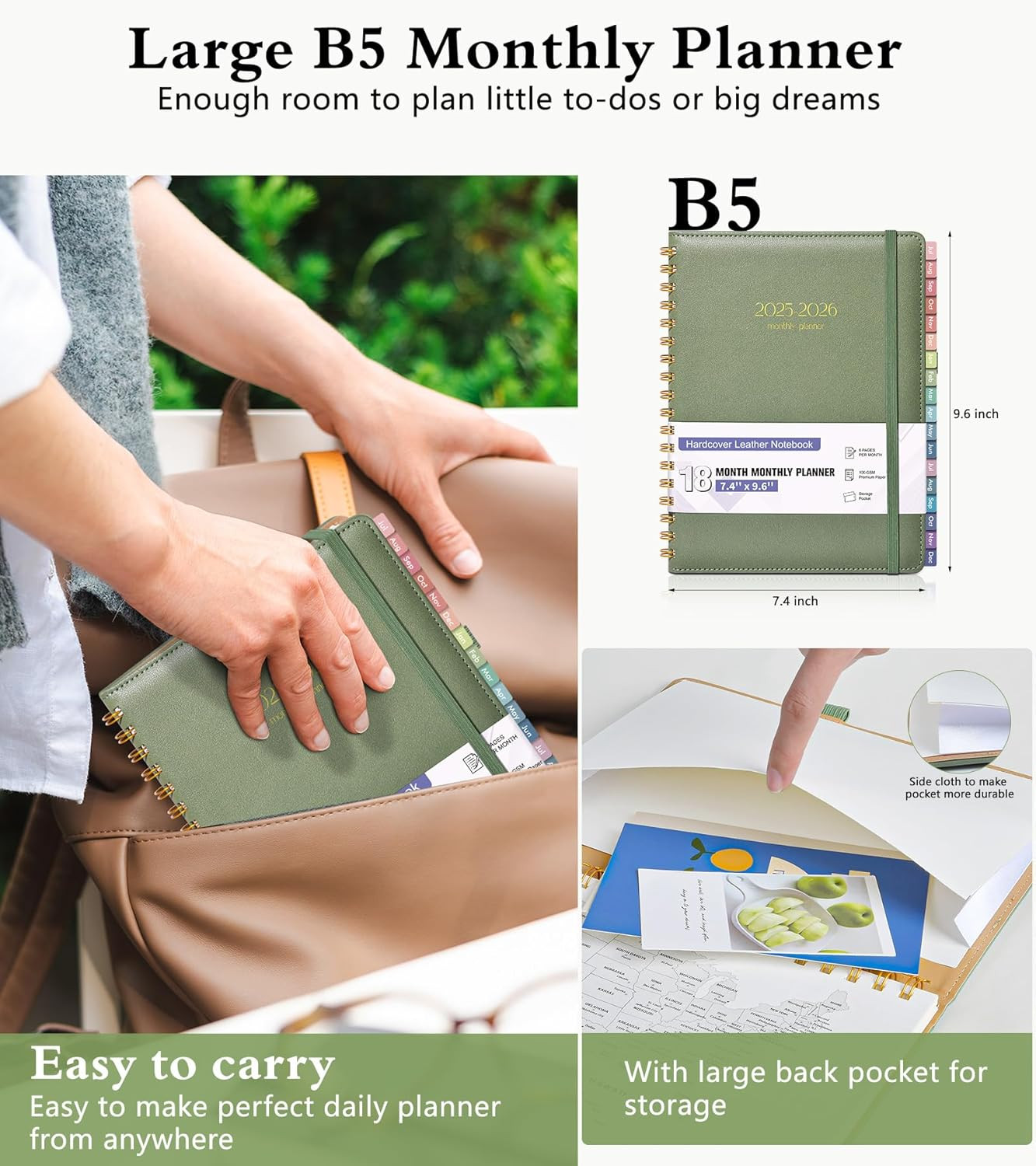 Monthly Planner 2025-2026, 15 Months Hardcover Calendar Planner from October 202